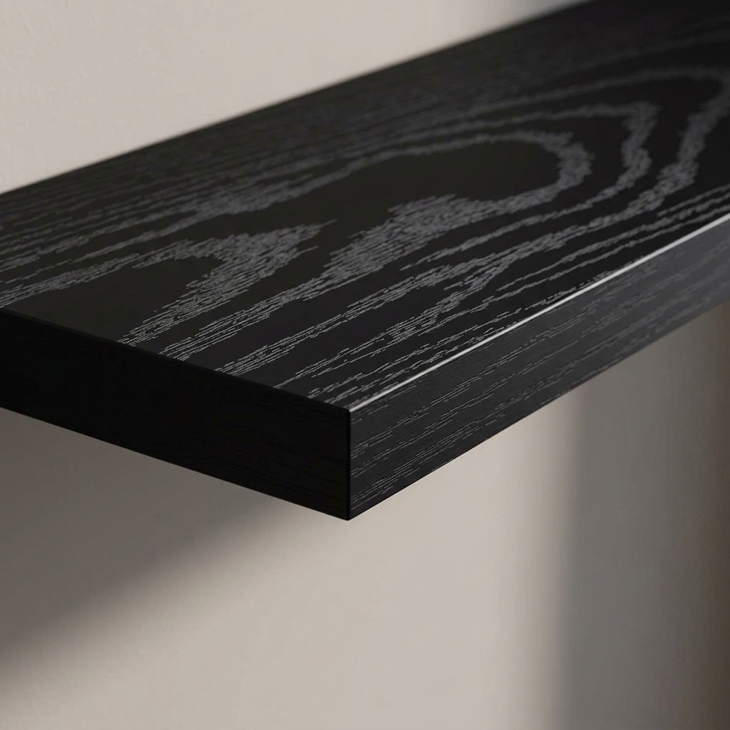 Black Floating Wall Shelf, 16 Inch, photo 3 of 5