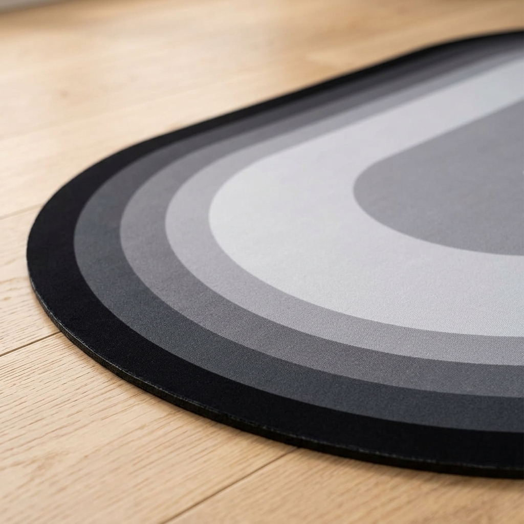 Small Oval Bath Mat with Black-to-Gray Rings, photo 4 of 4