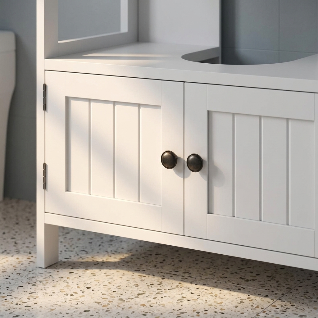 Pedestal Sink Storage Cabinet with U-Shaped Cut-Out, White, photo 5 of 6