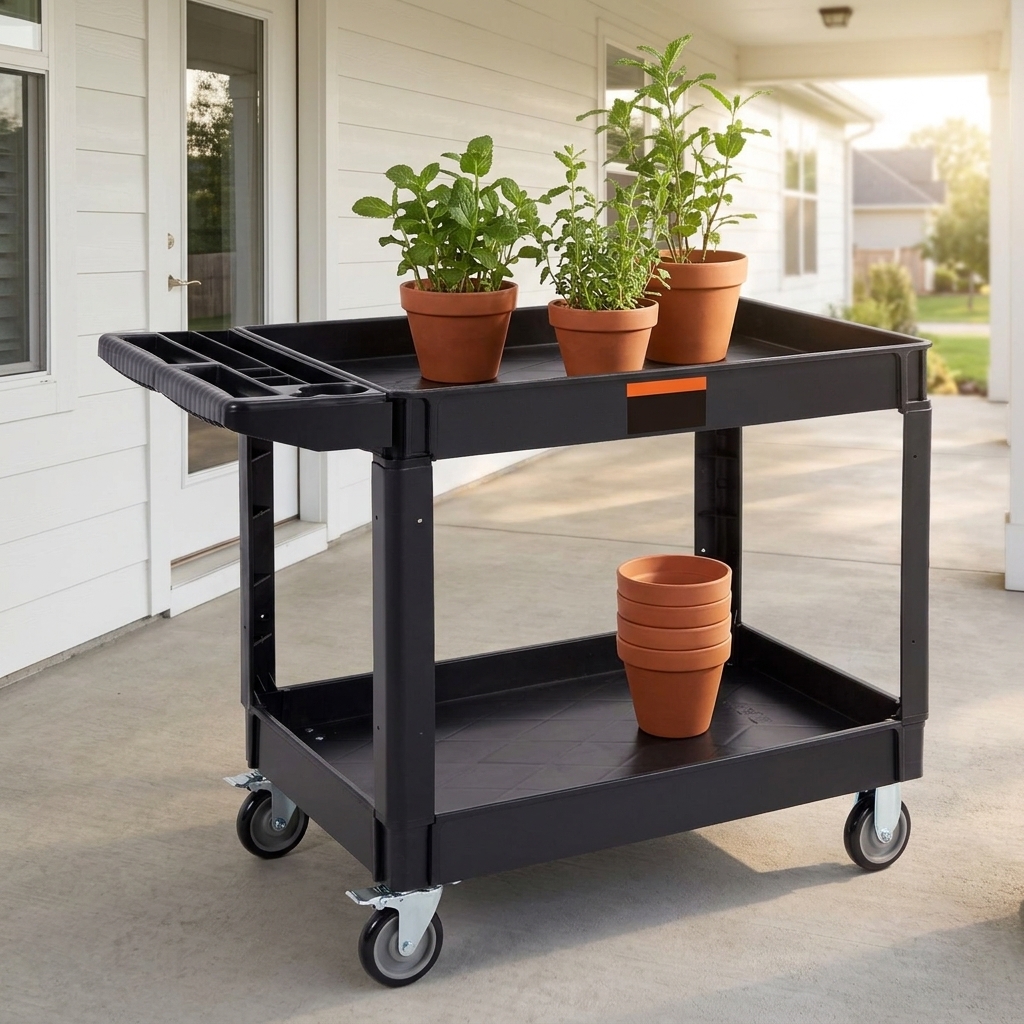 VEVOR 2-Shelf Rolling Utility Cart, 550 lb Capacity, photo 6 of 6