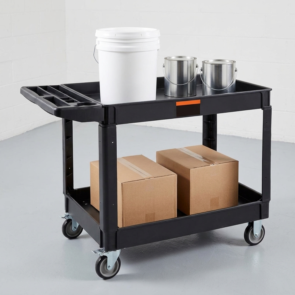 VEVOR 2-Shelf Rolling Utility Cart, 550 lb Capacity, photo 3 of 6