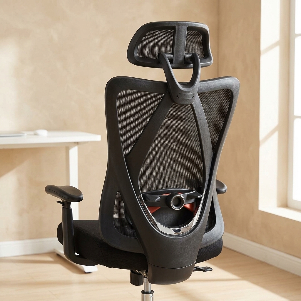 High-Back Mesh Office Chair with Adjustable Headrest and Lumbar Support, Black, photo 3 of 4