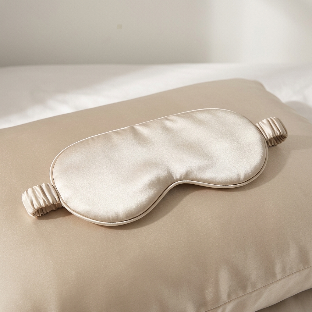 4-Piece Champagne Satin Sleep Set: Pillowcase, Eye Mask, Scrunchie and Headband, photo 3 of 5