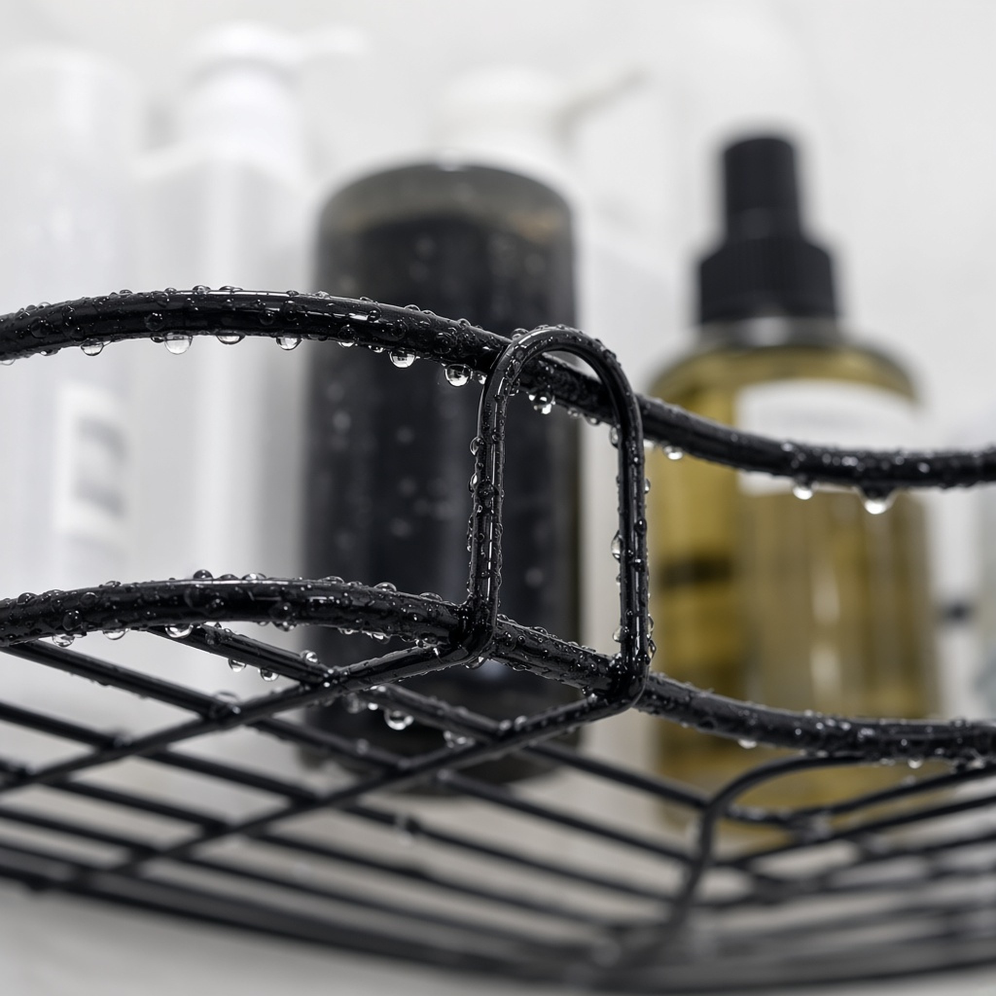 1PC Corner Shower Caddy Wall Mounted No Drill Bathroom Shelf Storage Rack Black, photo 5 of 7