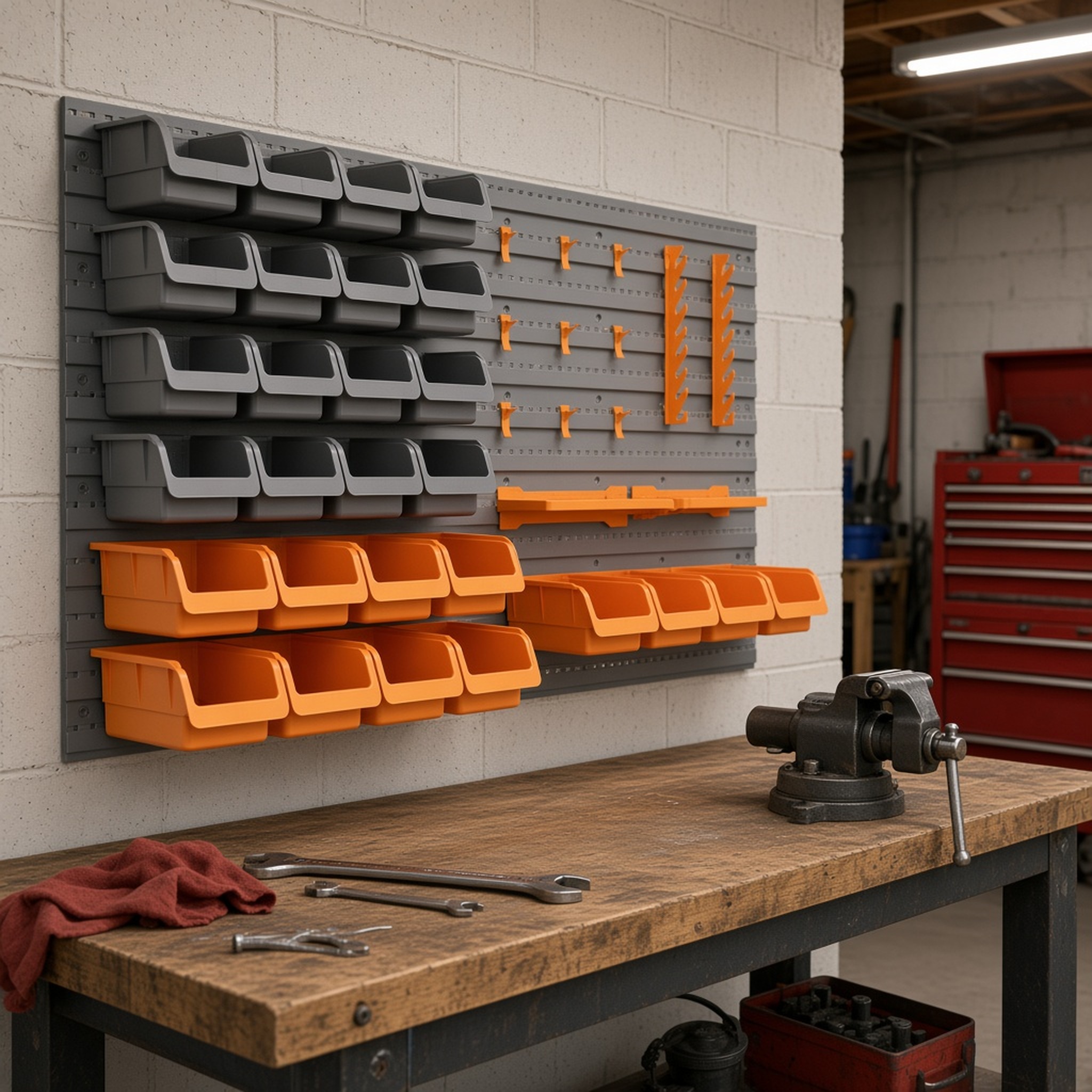 DURHAND 44-Piece Wall Mounted Pegboard Tool Organizer Rack with Storage Bins, photo 5 of 6