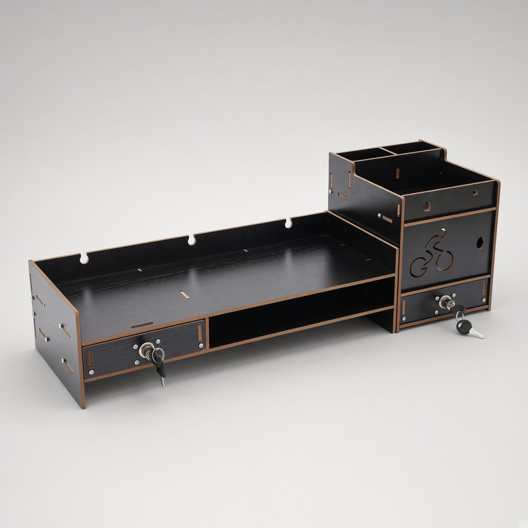 Monitor Stand Organizer with Lockable Drawers, 18.9 in Black, photo 6 of 6