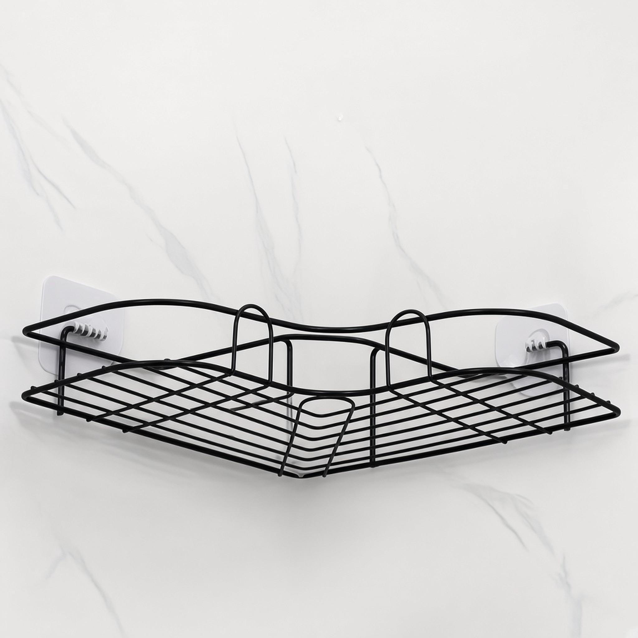 1PC Corner Shower Caddy Wall Mounted No Drill Bathroom Shelf Storage Rack Black, photo 7 of 7