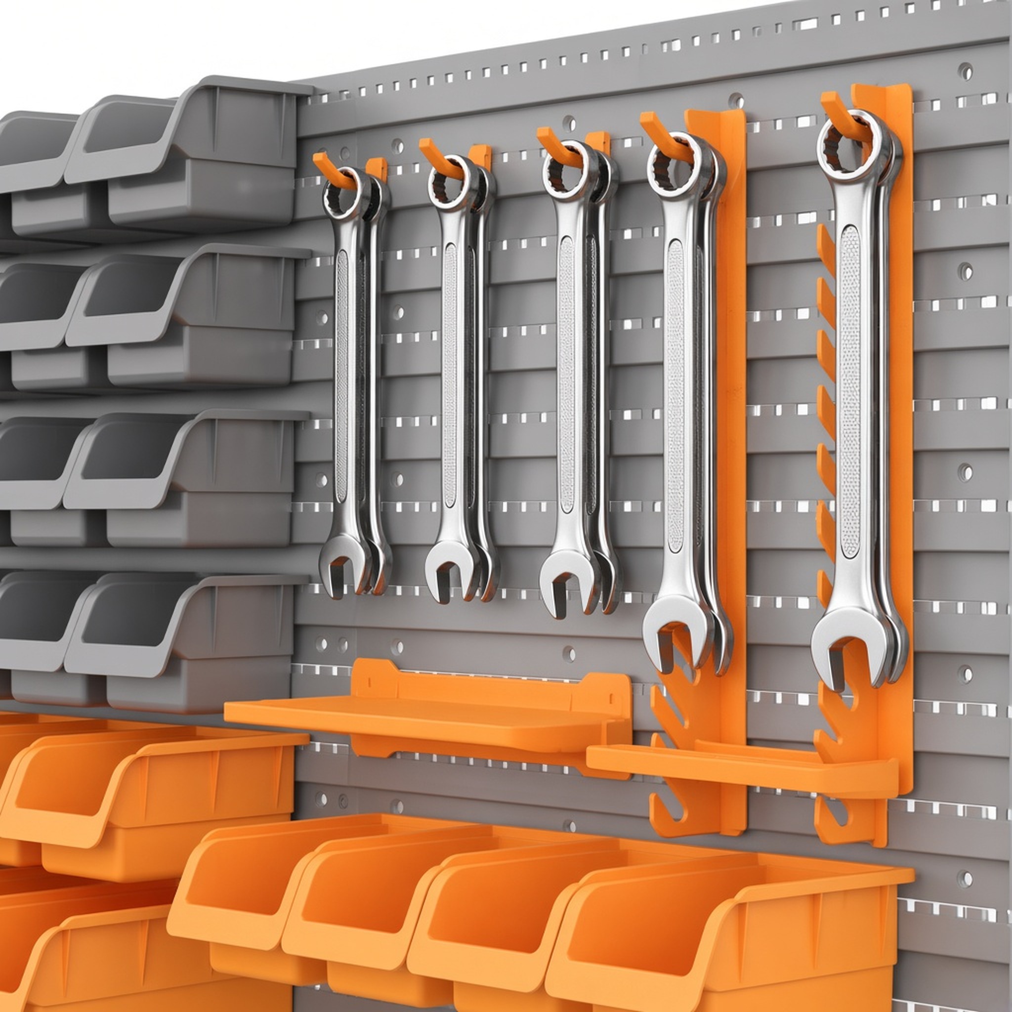 DURHAND 44-Piece Wall Mounted Pegboard Tool Organizer Rack with Storage Bins, photo 4 of 6