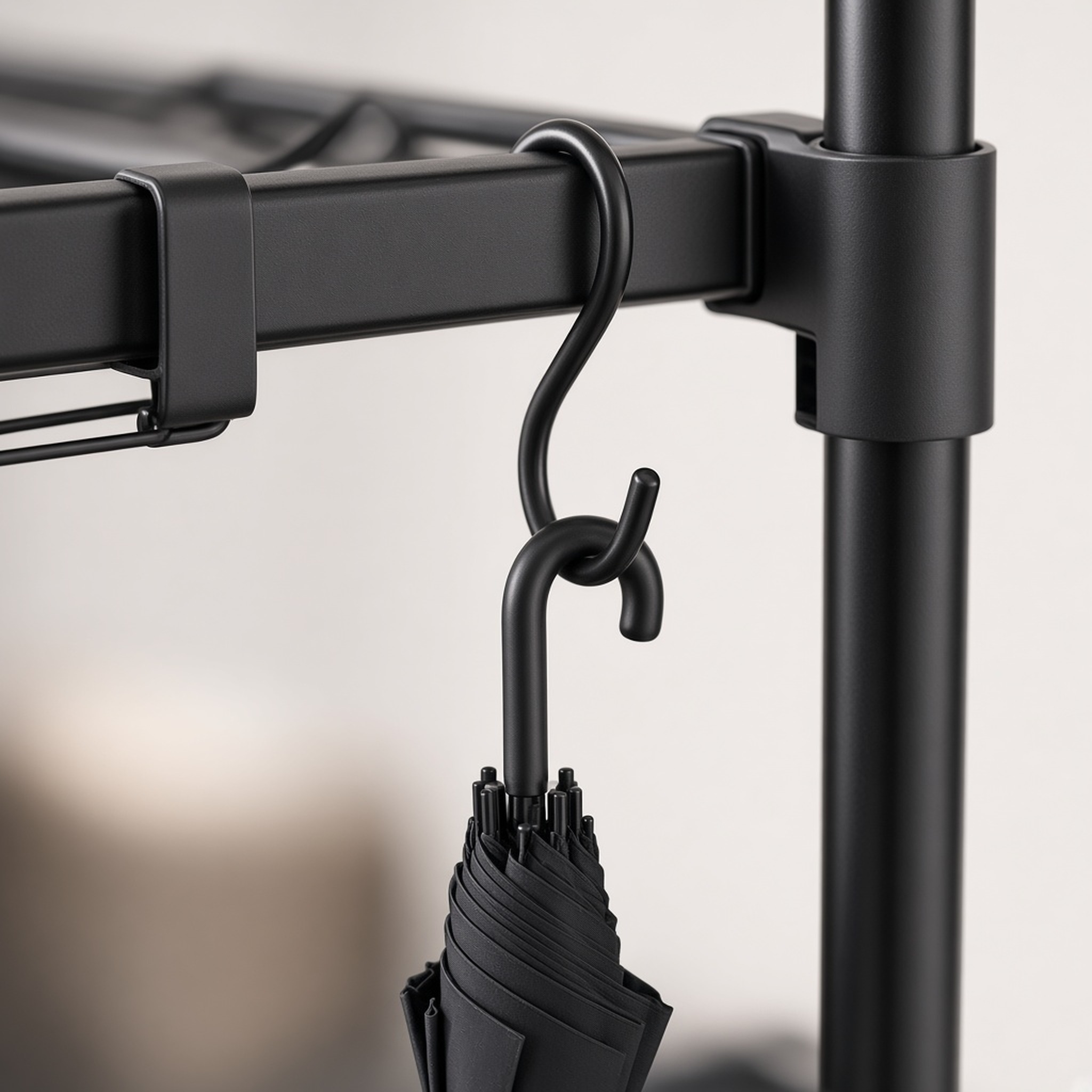 10-Tier Shoe Rack with Hooks, Black, photo 5 of 6