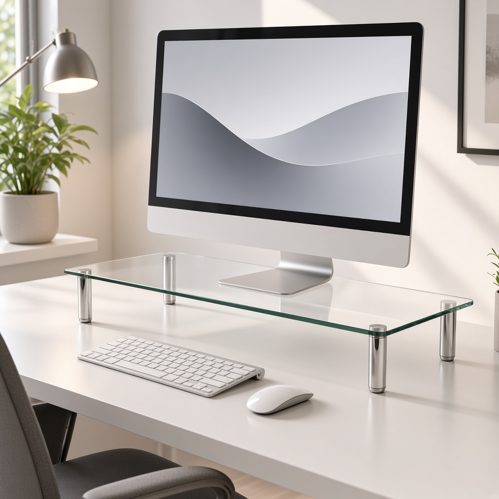 Glass Monitor Riser Stand, 22.8 x 8.3 in, photo 1 of 5