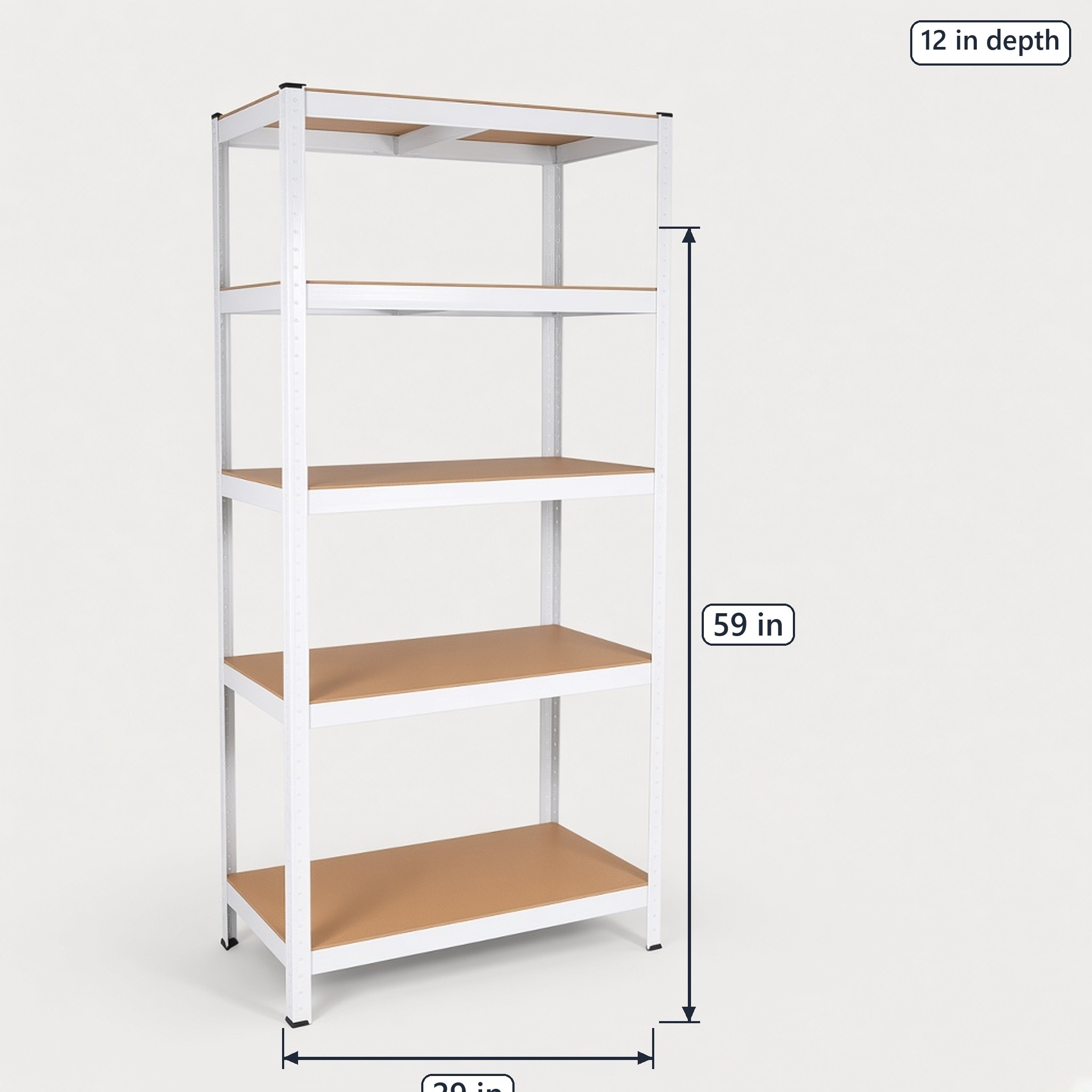 5-Tier Adjustable Metal Shelving Unit, 29 x 12 x 59 in, photo 2 of 6
