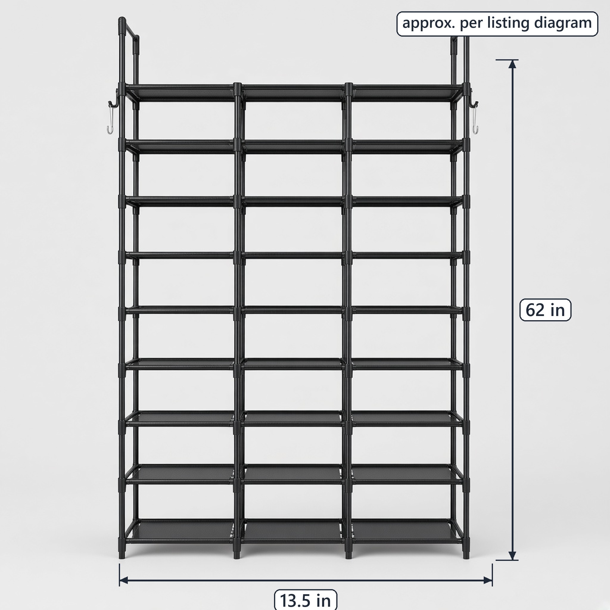 9-Tier Shoe Rack, 50-Pair Capacity, photo 2 of 6