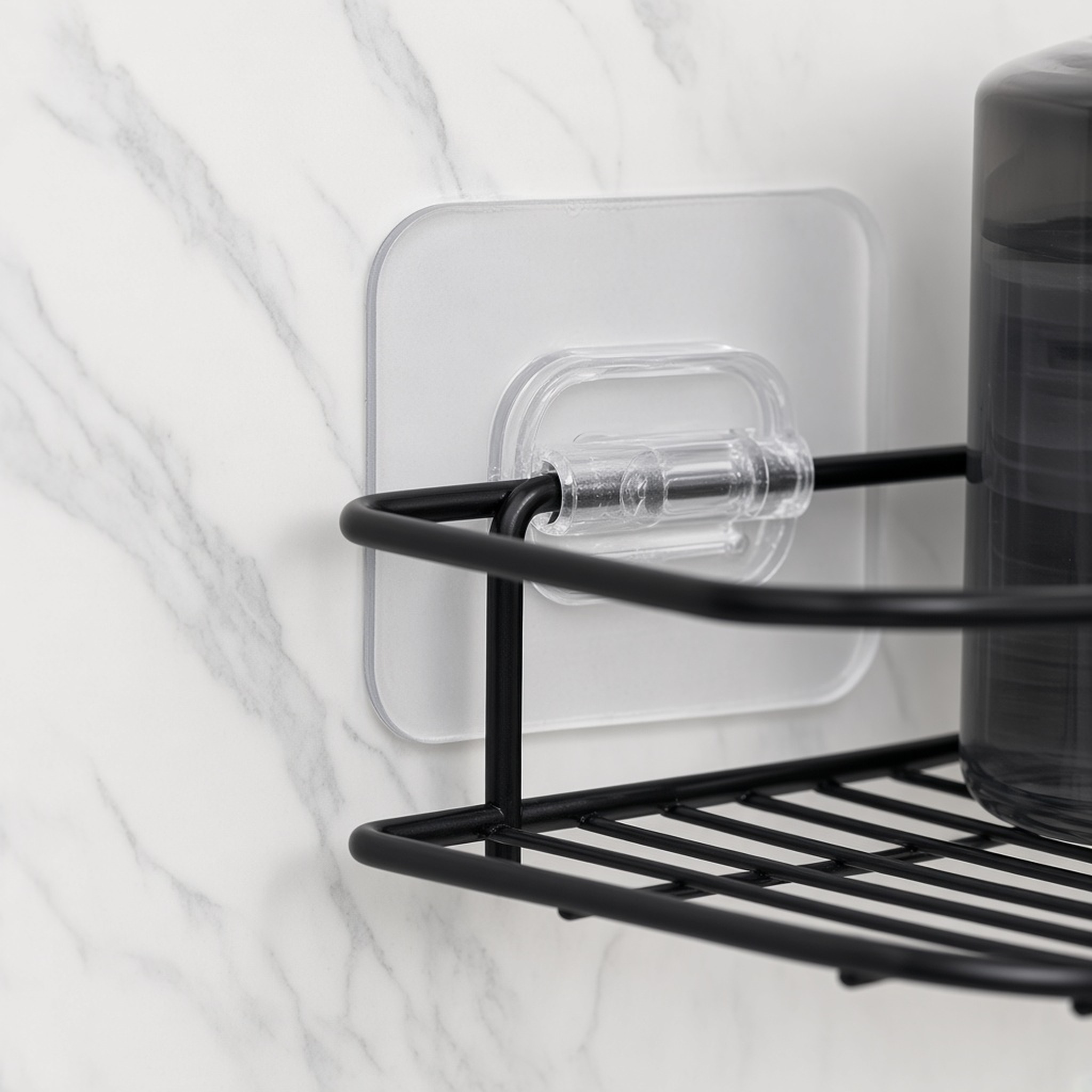 1PC Corner Shower Caddy Wall Mounted No Drill Bathroom Shelf Storage Rack Black, photo 2 of 7