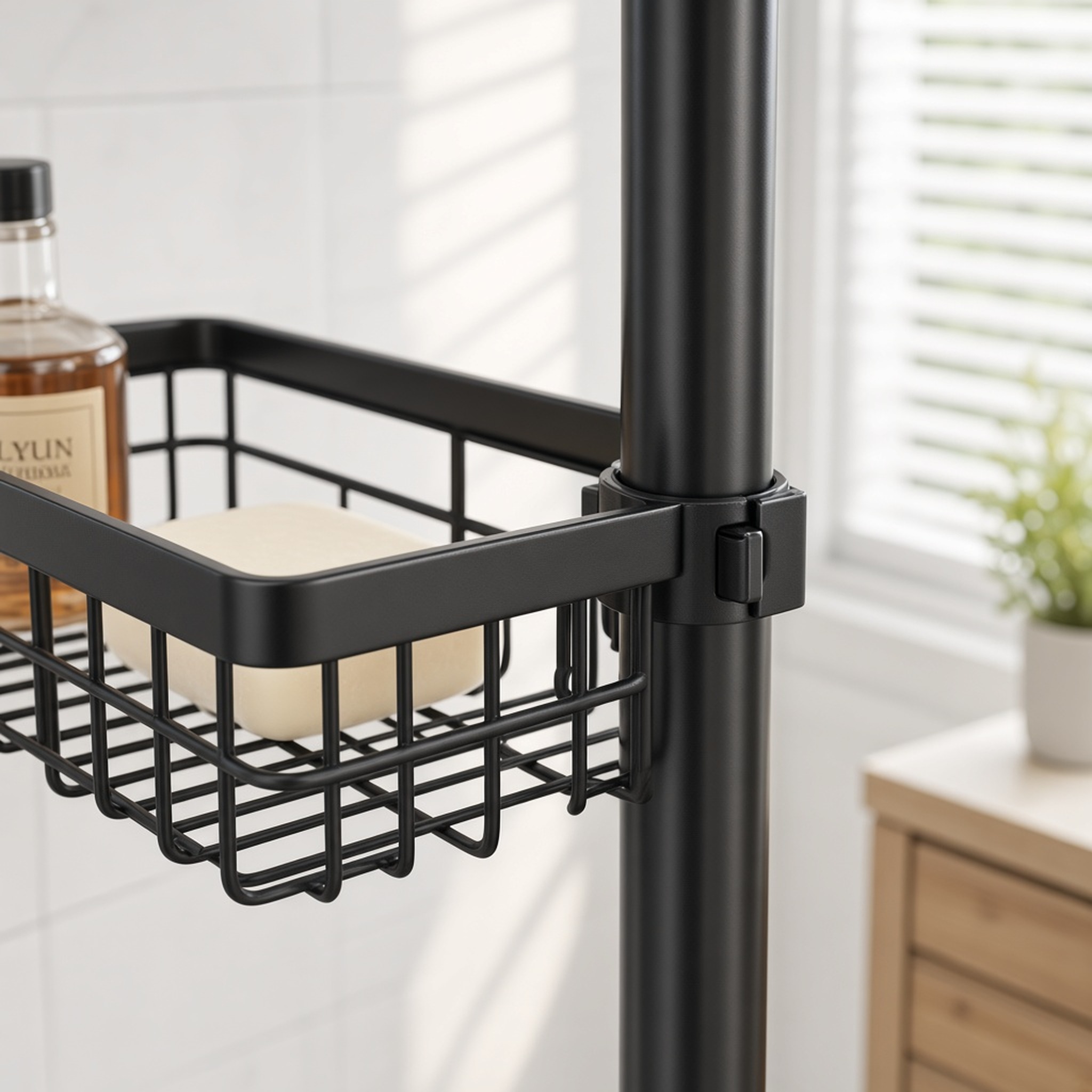 7-Tier Shower Caddy Tension Pole, Black, photo 3 of 5