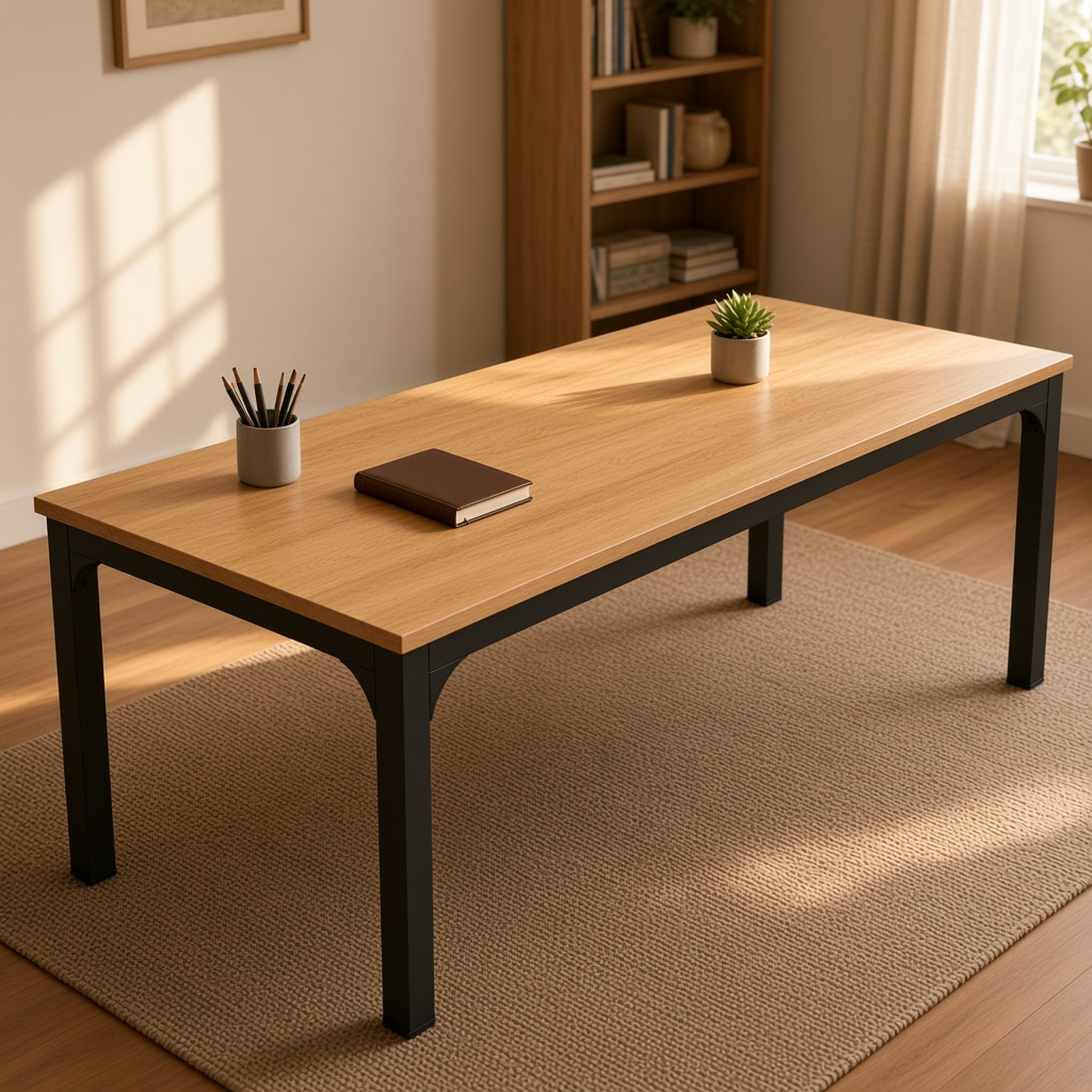 Light Walnut 78.74-Inch Two-Person Computer Desk, photo 5 of 8