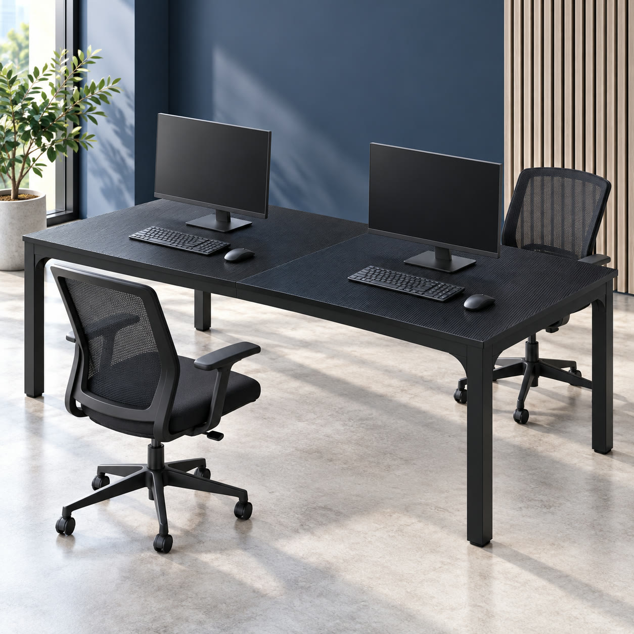 Black 78.74-Inch Two-Person Computer Desk, photo 2 of 6