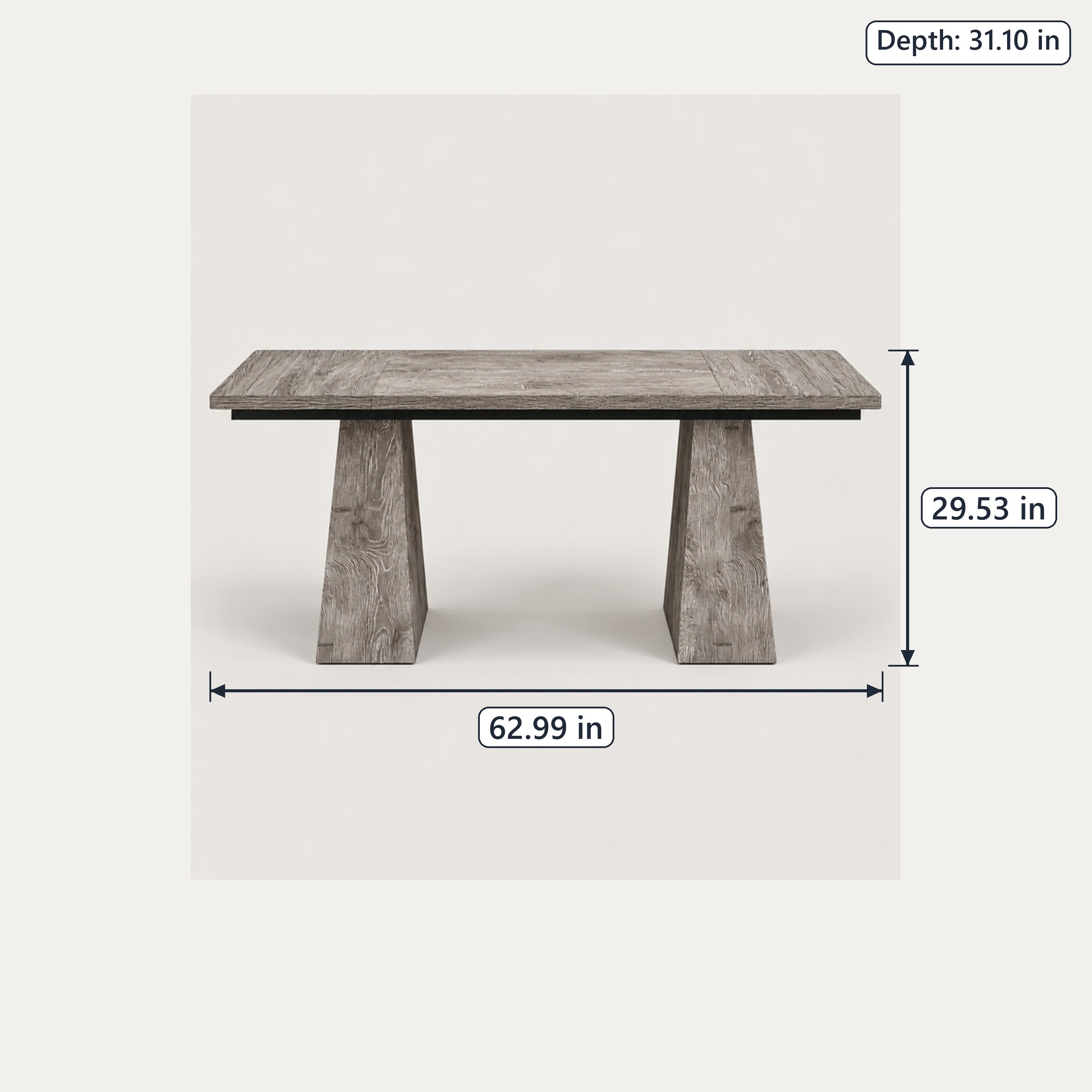 Gray 63-Inch Executive Desk with Dual Pedestal Base, photo 2 of 6