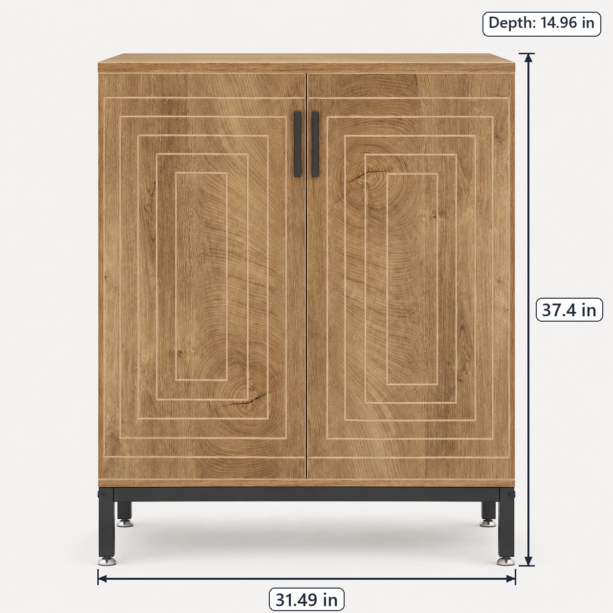 Light Oak 5-Tier Shoe Cabinet with Geometric Doors, photo 2 of 6