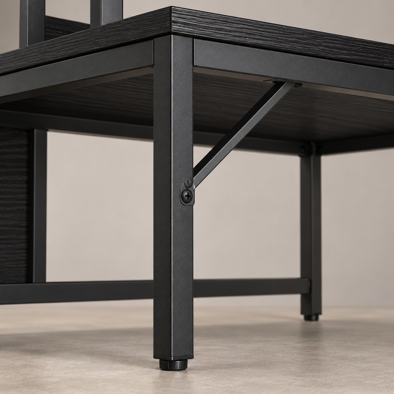 Black 55-Inch Computer Desk with Hutch & Drawers, photo 5 of 8