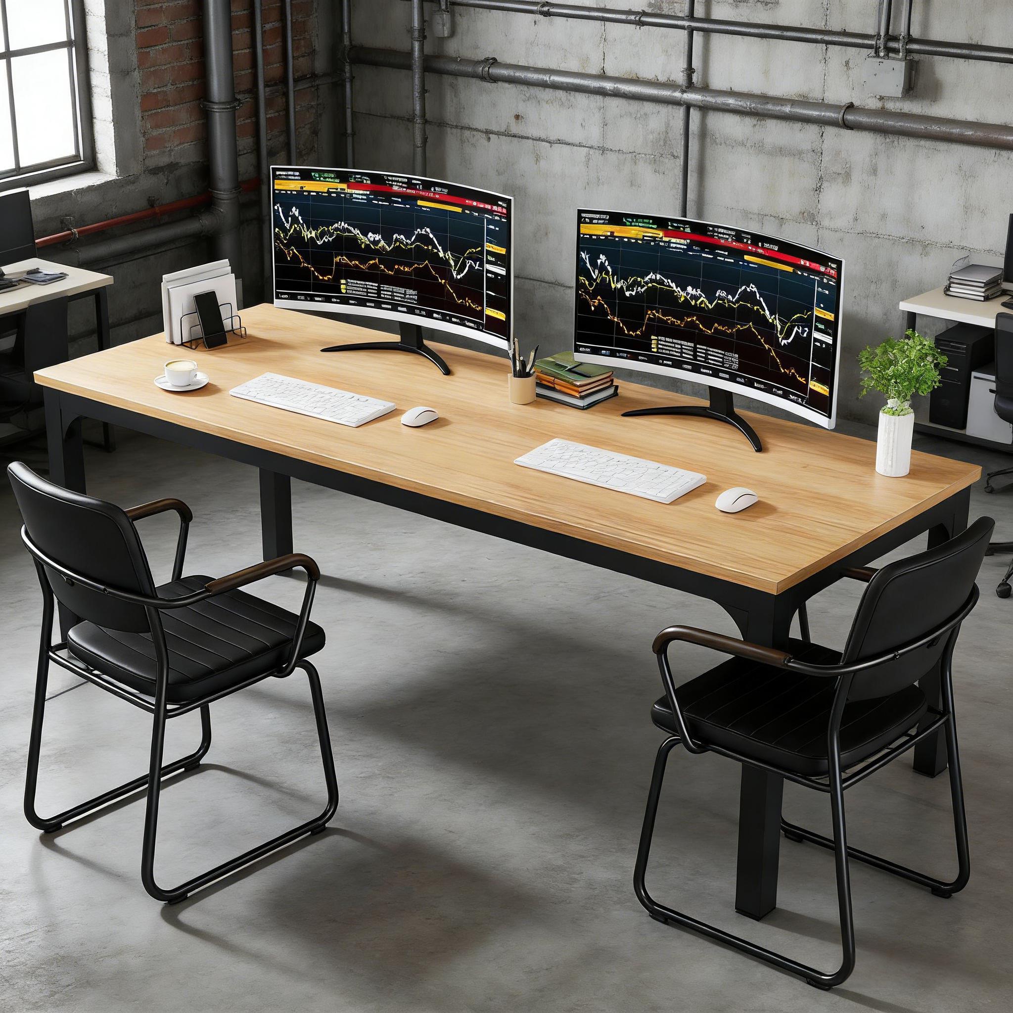Light Walnut 78.74-Inch Two-Person Computer Desk, photo 8 of 8