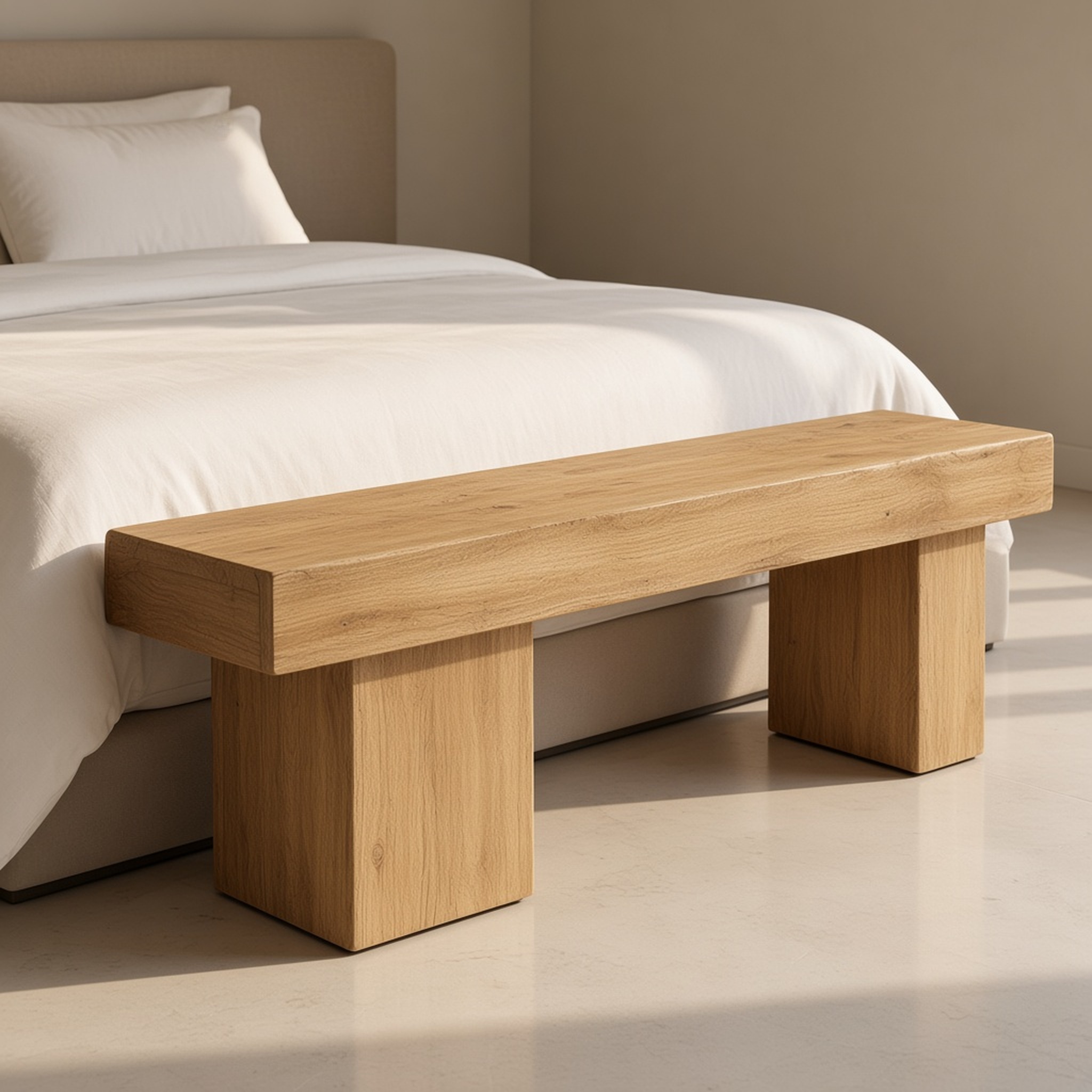 Solid Fir Entryway Bench with Asymmetric Legs, photo 4 of 4