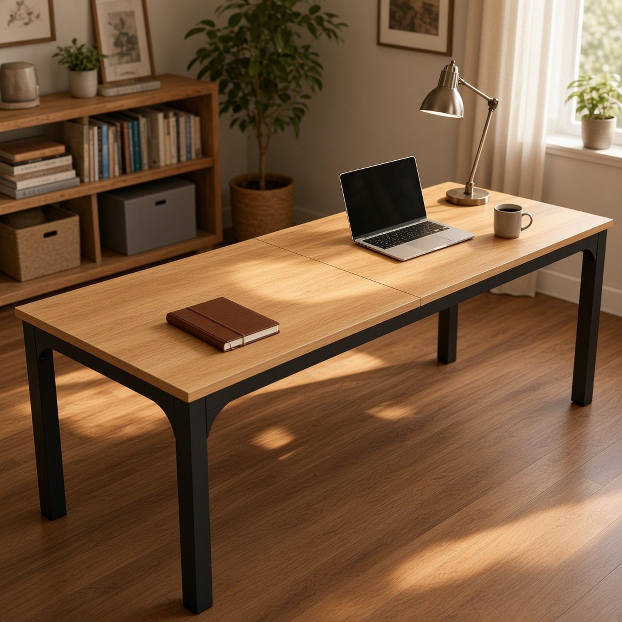 Light Walnut 78.74-Inch Two-Person Computer Desk, photo 2 of 8