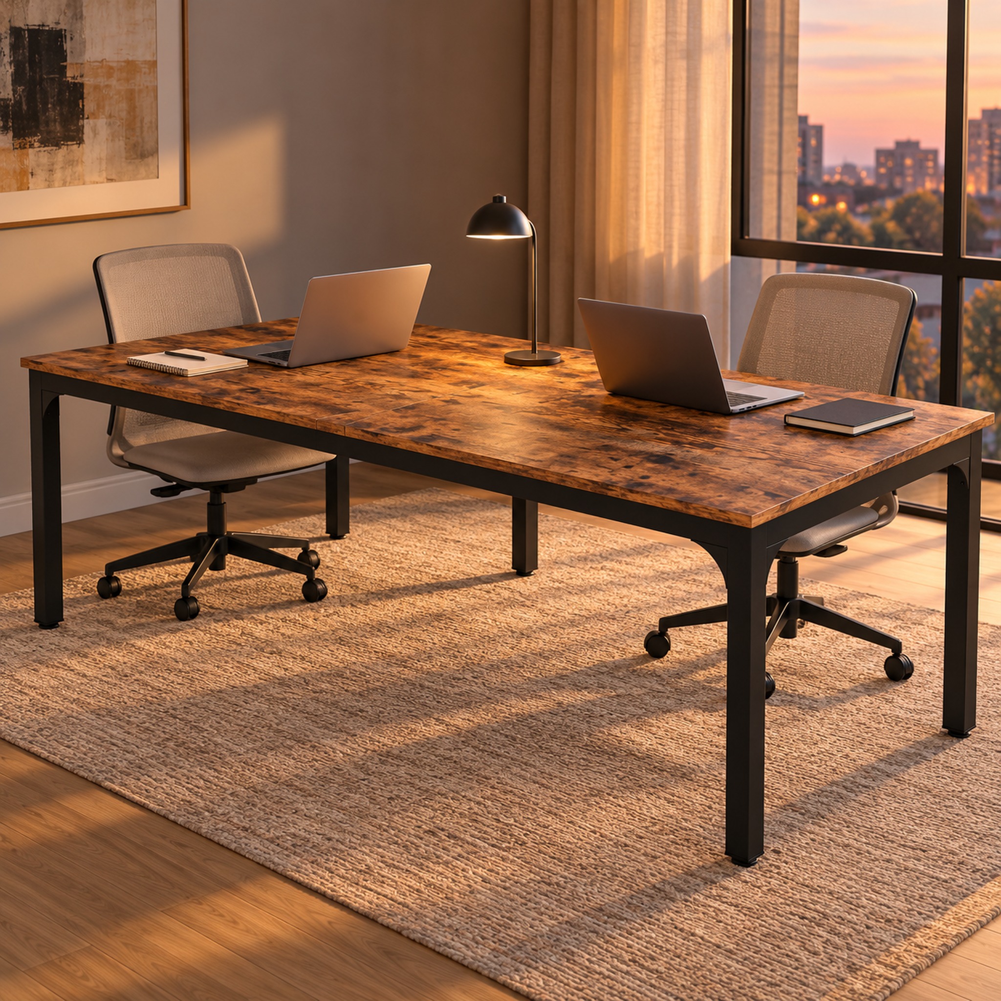 Two-Person Computer Desk, 79 in, Rustic Brown, photo 1 of 5