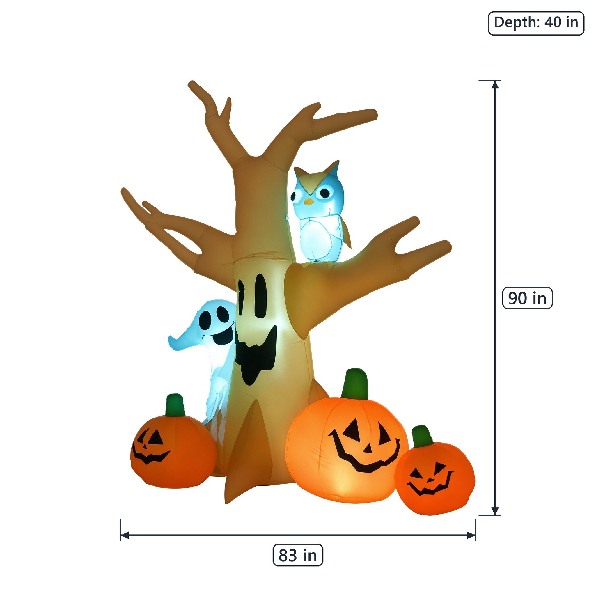 Inflatable Haunted Tree with Owl, Ghost and Pumpkins, 90 in, photo 2 of 5