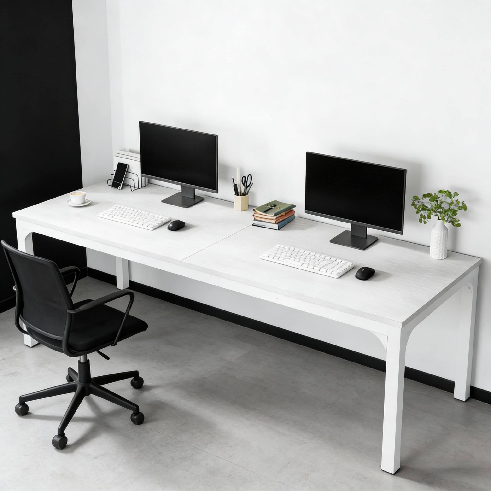 Two-Person Computer Desk, 79 in, White, photo 6 of 6