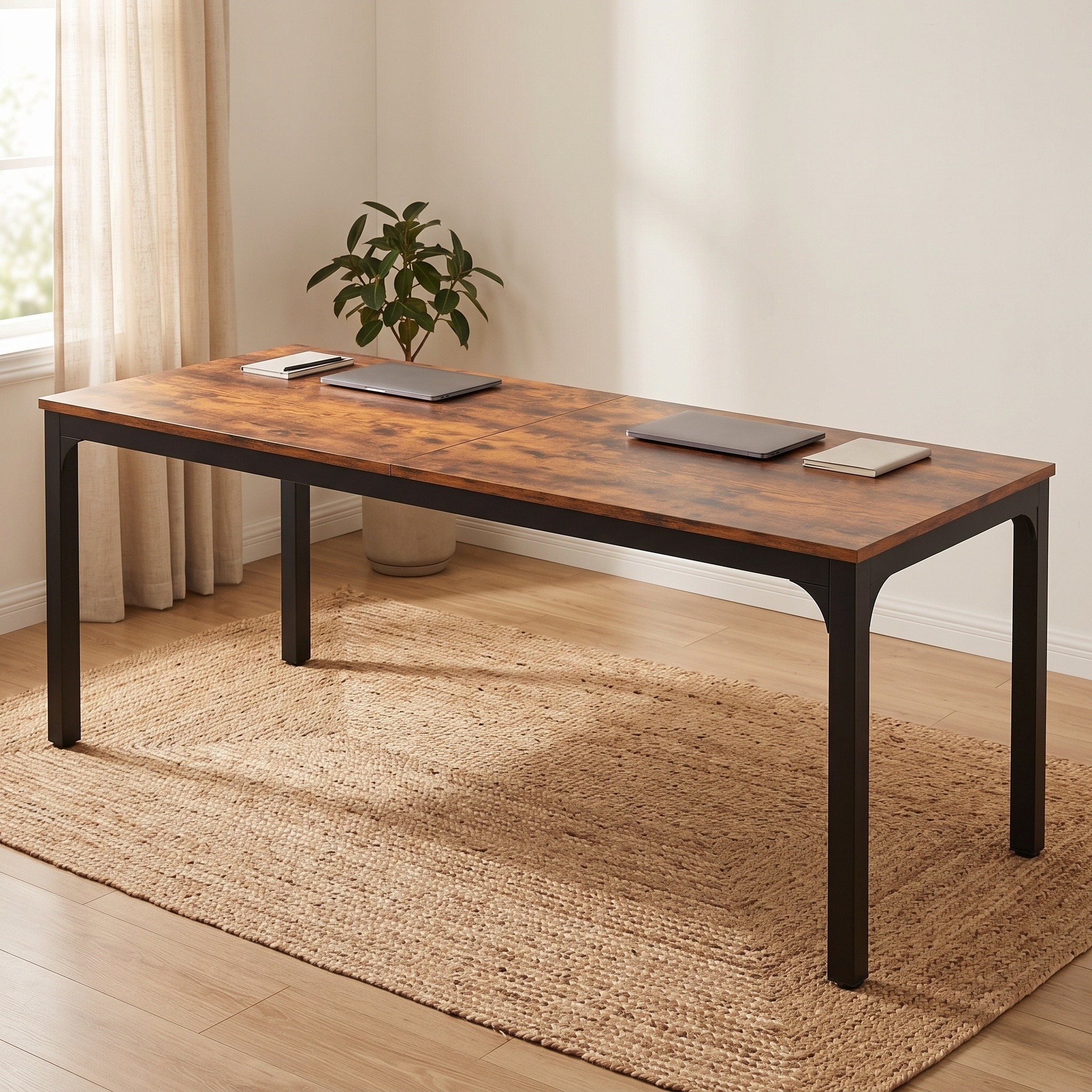 Two-Person Computer Desk, 79 in, Rustic Brown, photo 3 of 5