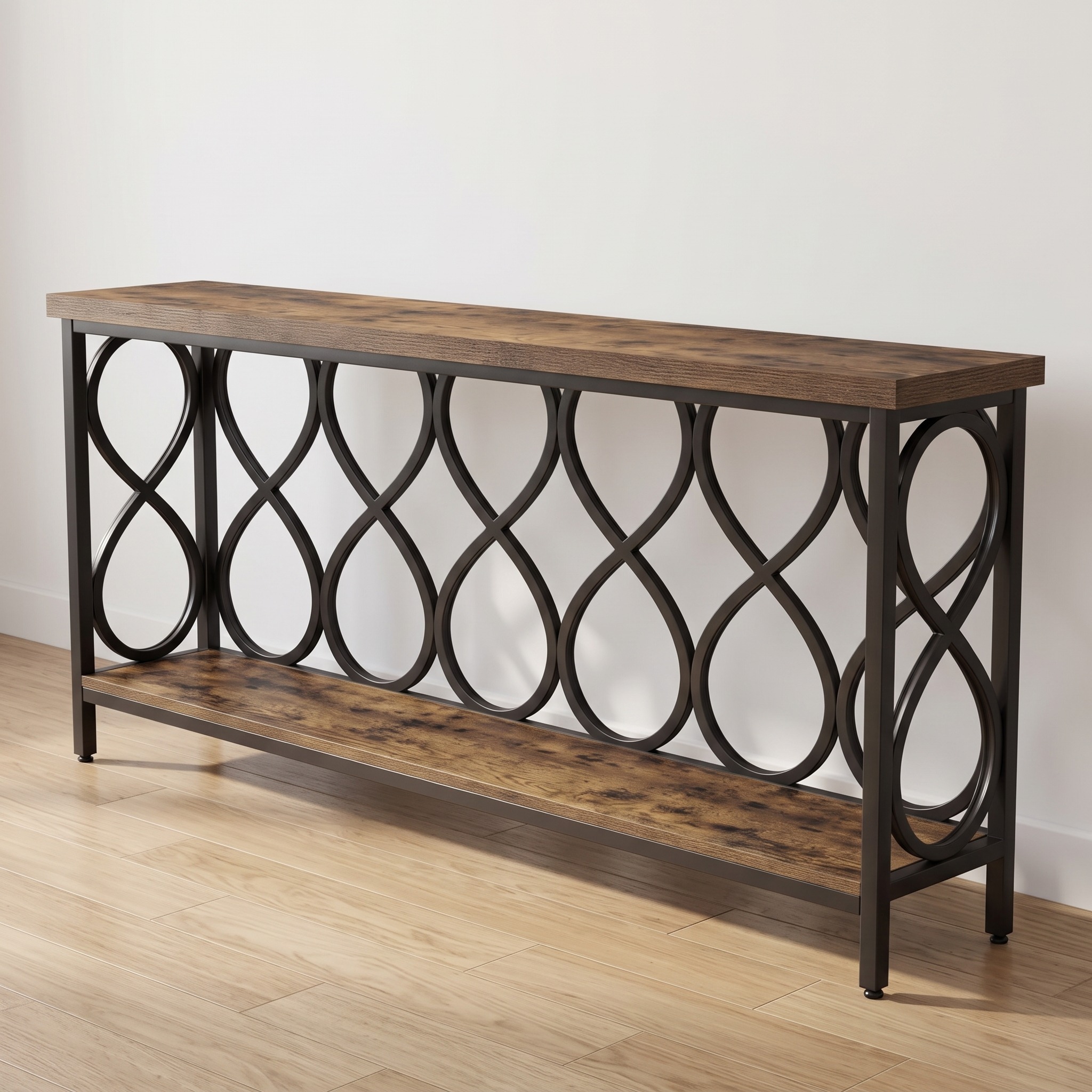 2-Tier Console Table with Teardrop Metal Frame, photo 5 of 5