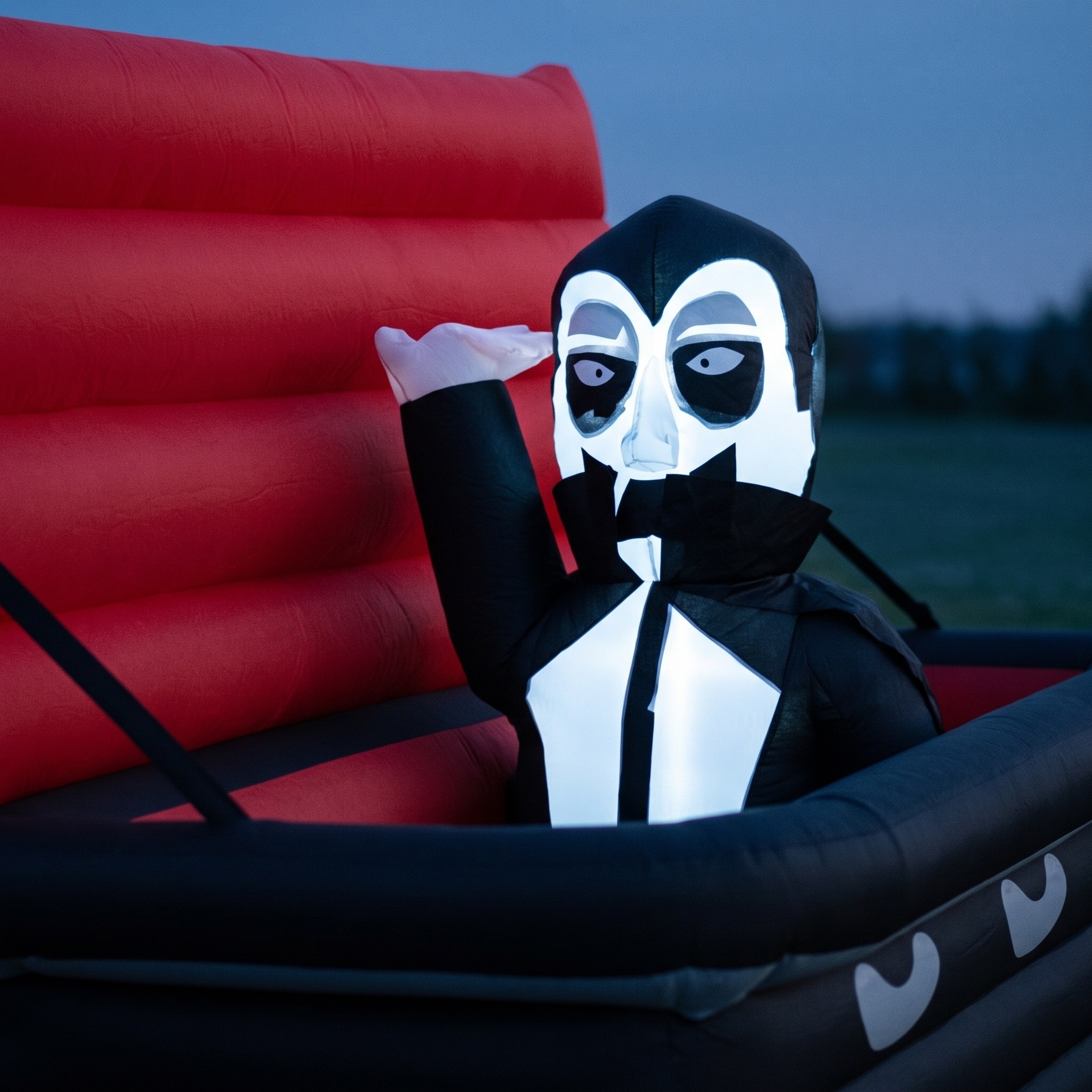 6 ft Halloween Inflatable Vampire Coffin with LEDs, Black and Red, photo 4 of 5