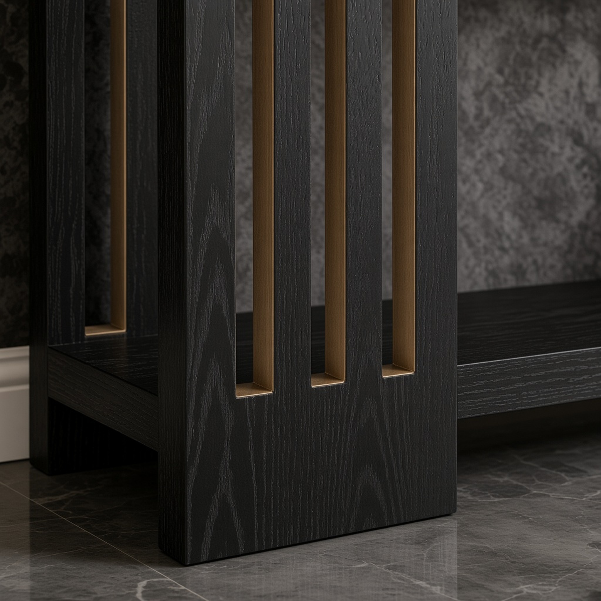 2-Tier Console Table with Slatted Legs, Black, photo 3 of 5