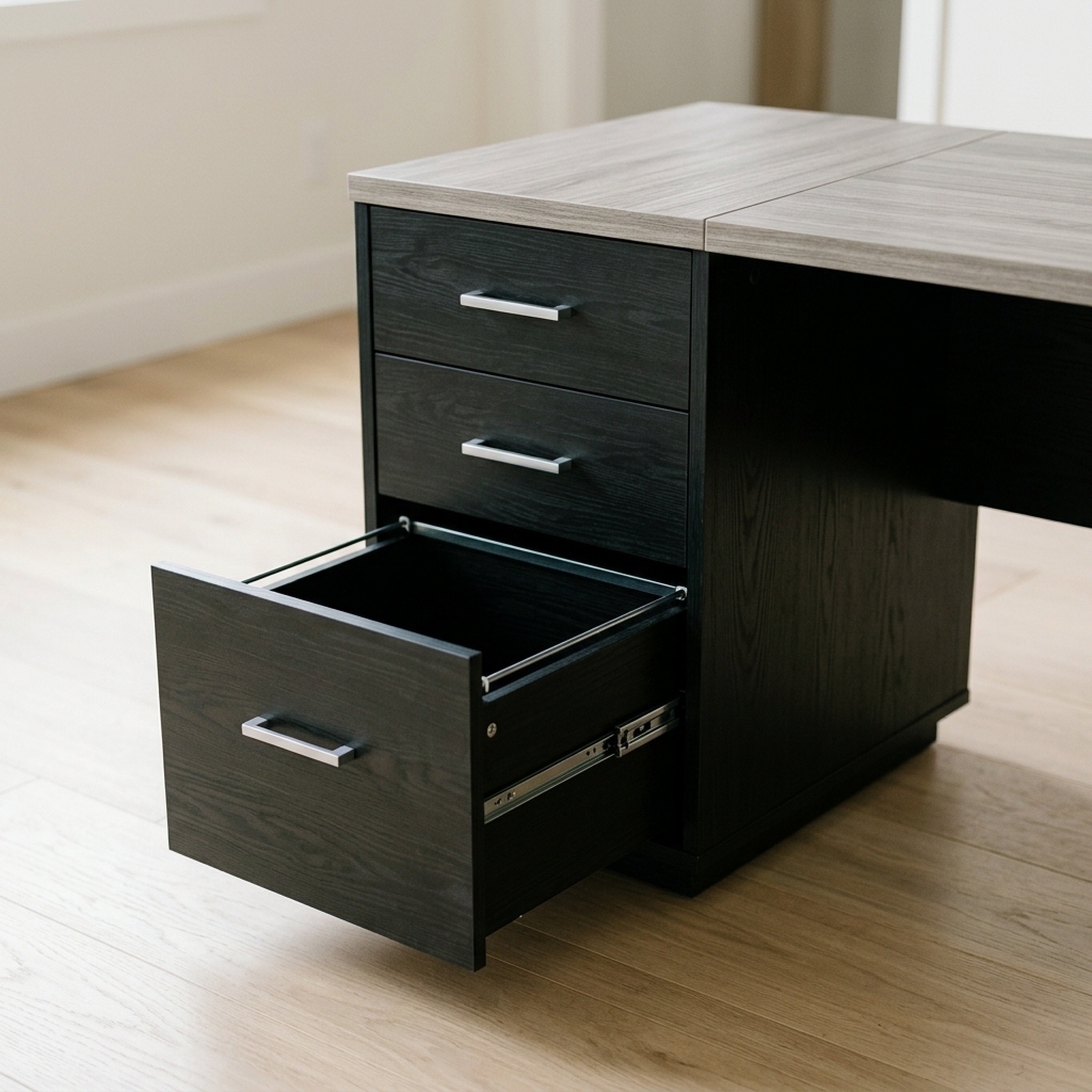 L-Shaped Executive Desk with File Drawer, 86 in, photo 4 of 5