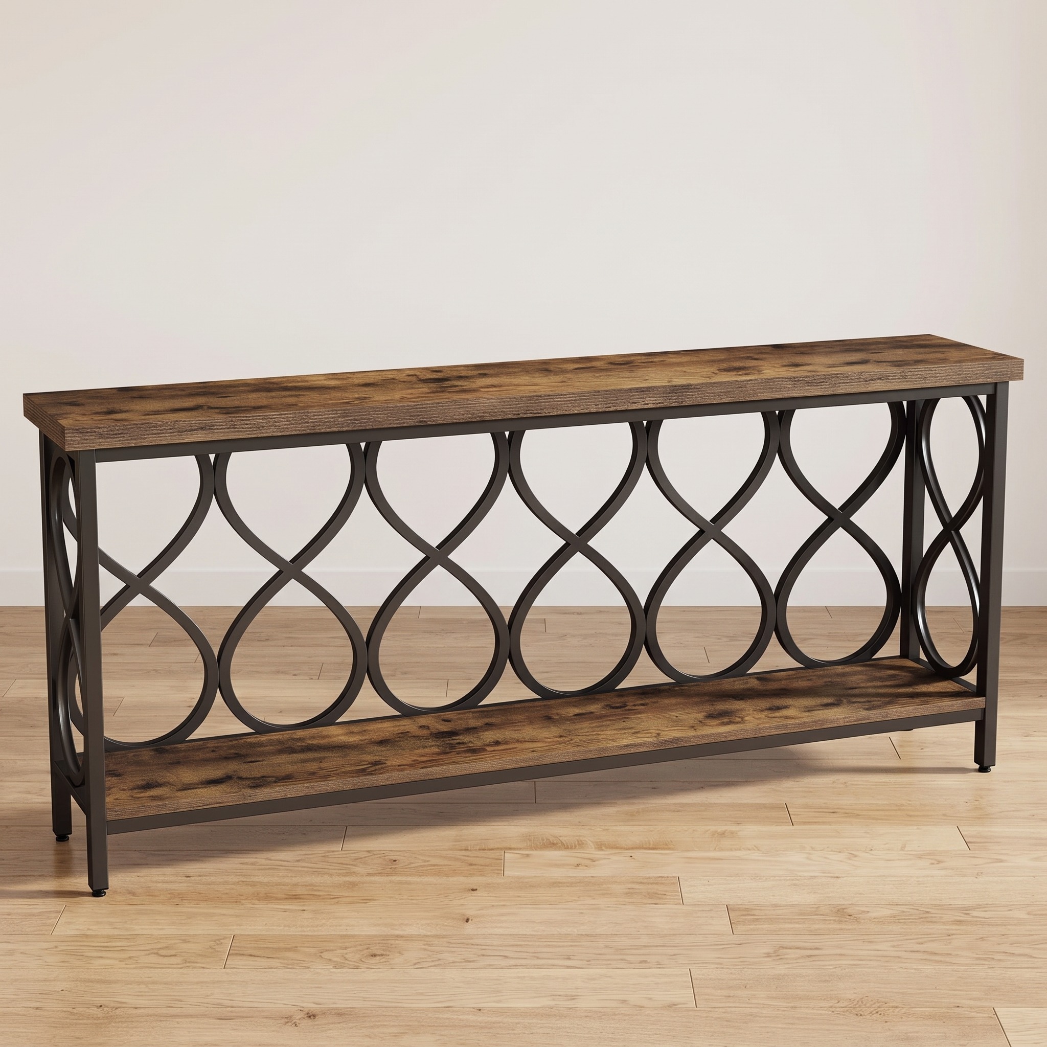 2-Tier Console Table with Teardrop Metal Frame, photo 1 of 5
