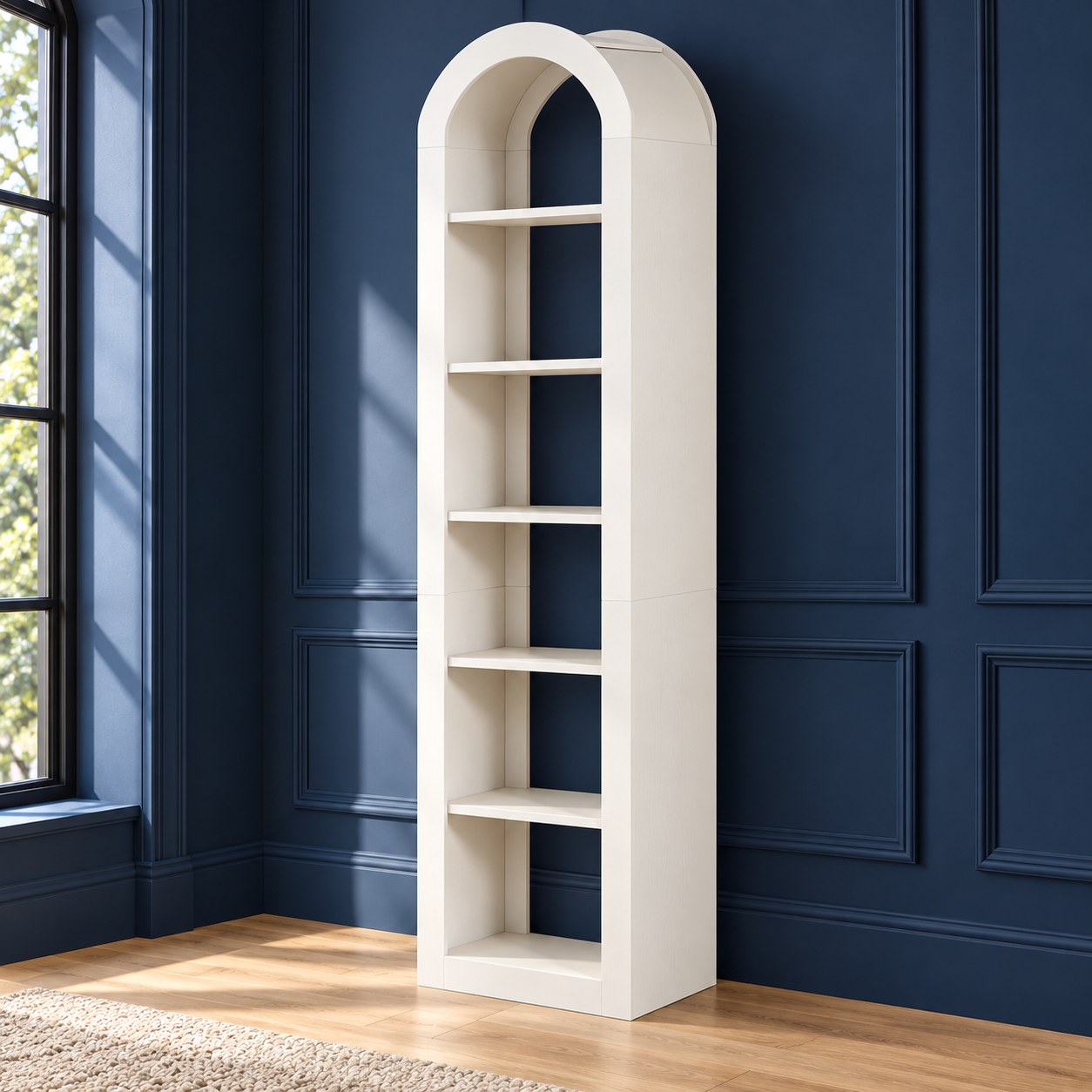 6-Tier Arched Bookcase, 75 in Tall, White, photo 1 of 5