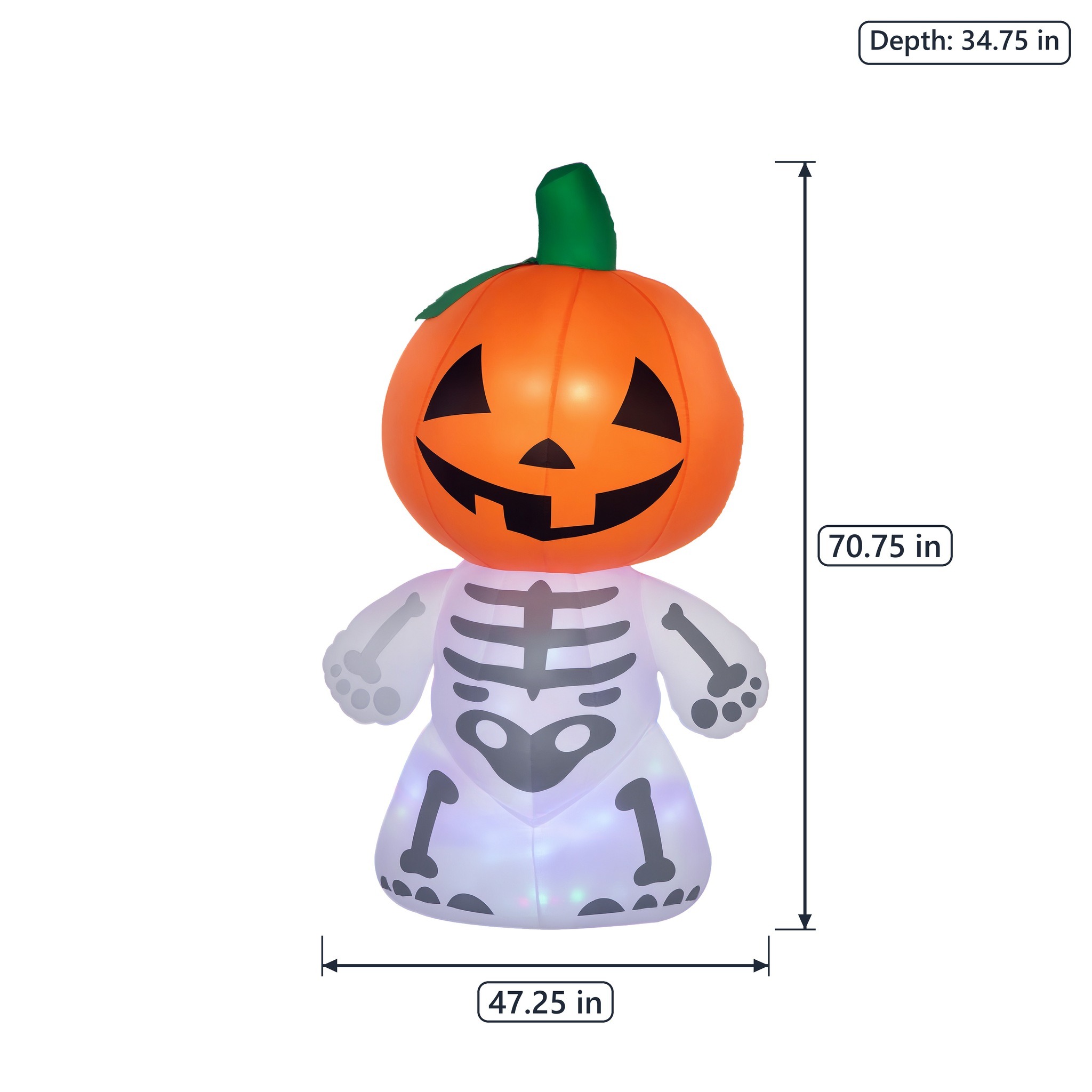 6 ft Inflatable Skeleton with Pumpkin Head, Orange, photo 2 of 5