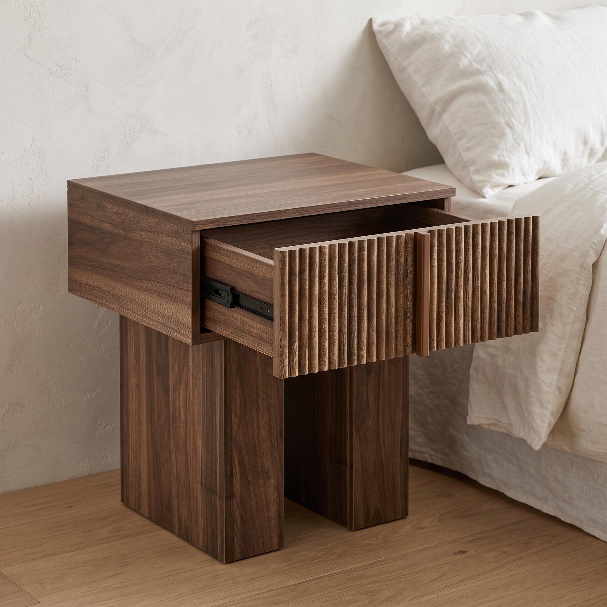 Fluted Nightstand with Drawer, photo 3 of 5
