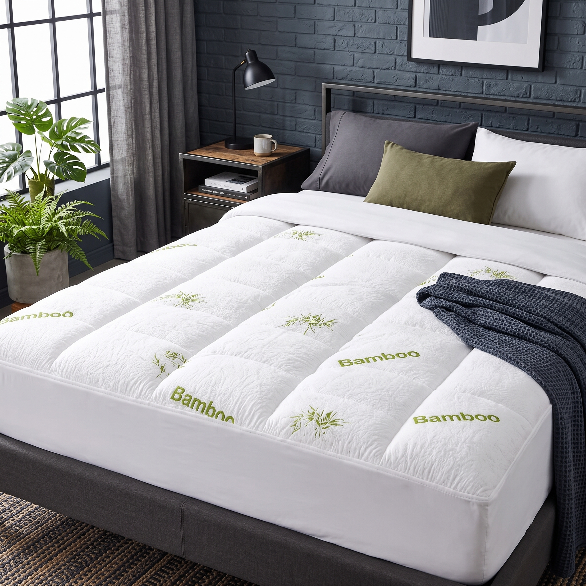 Quilted Deep-Pocket Mattress Topper, Viscose-from-Bamboo Blend, photo 6 of 8