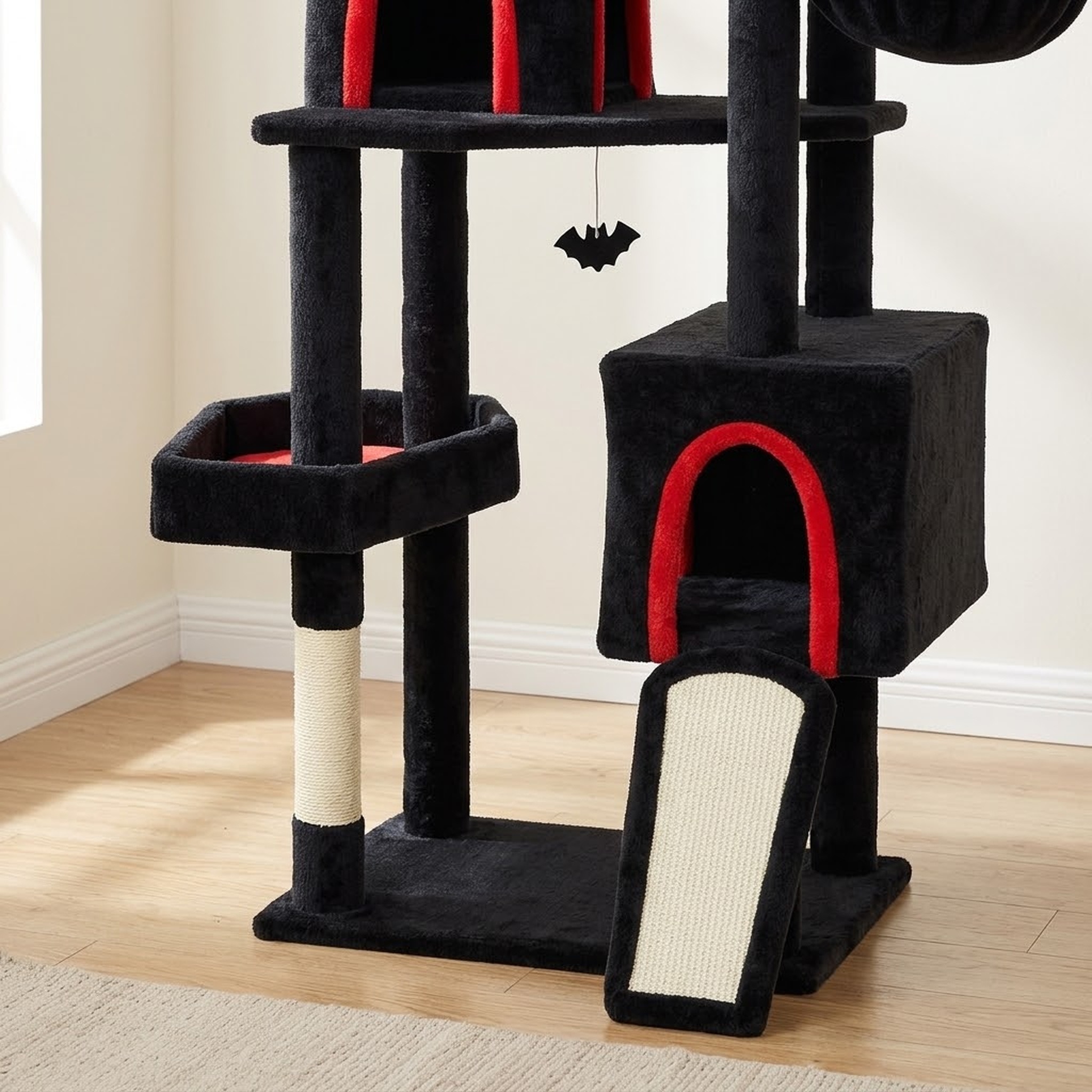 78 in Cat Tree with Gothic Castle Design, Black, photo 4 of 5