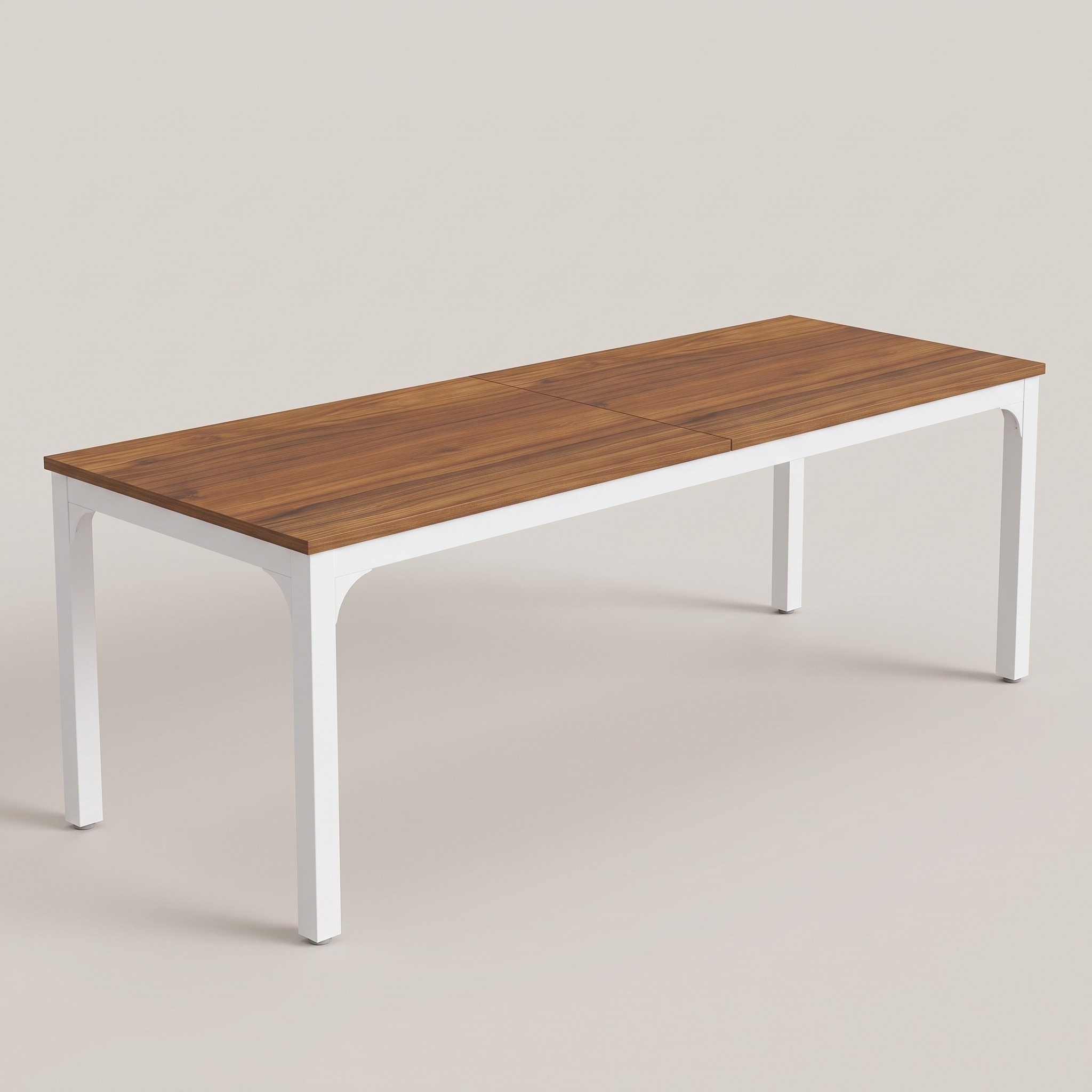 Two-Person Computer Desk, 79 in, Brown and White, photo 1 of 5