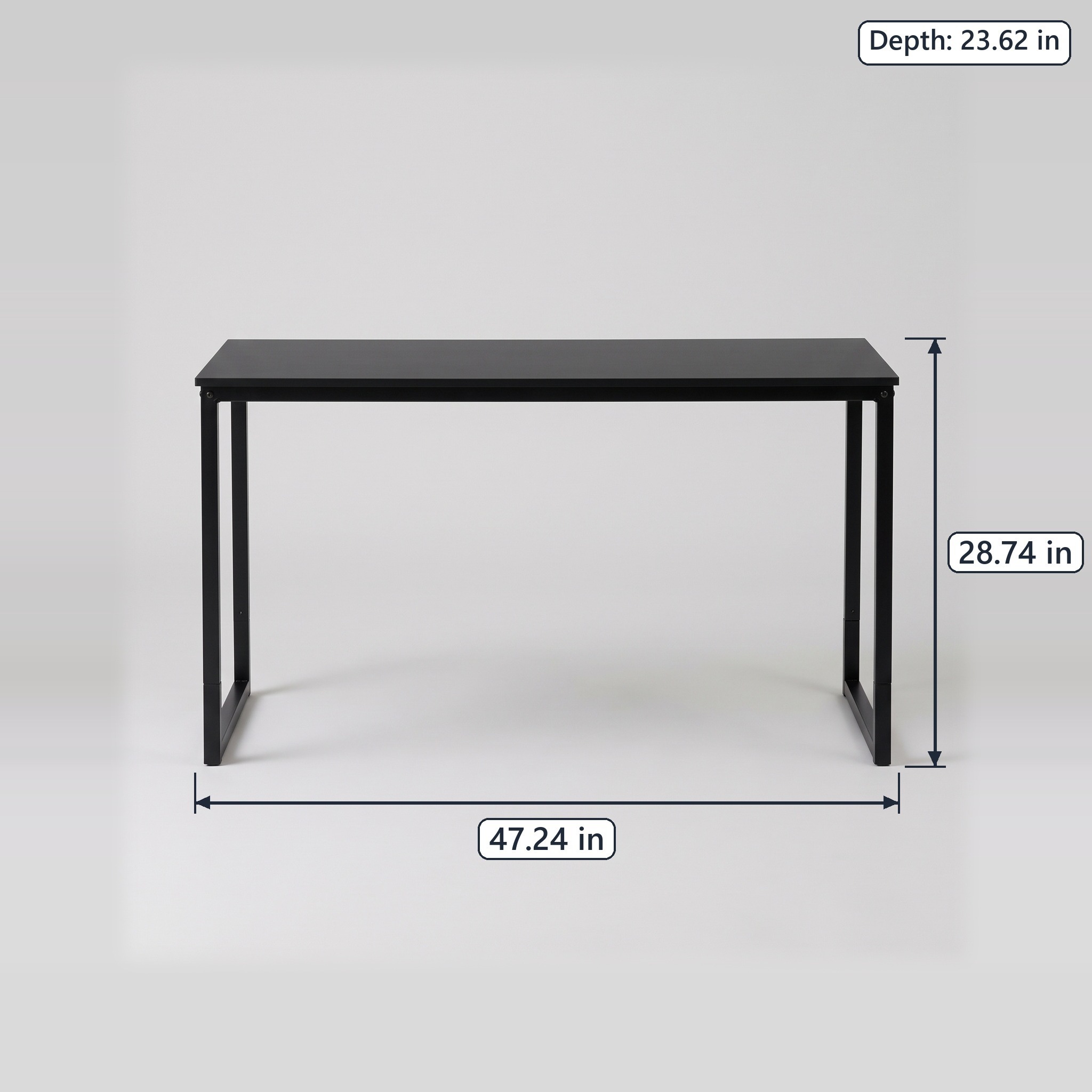 47-Inch Black Computer Desk with Steel U-Frame, photo 2 of 5