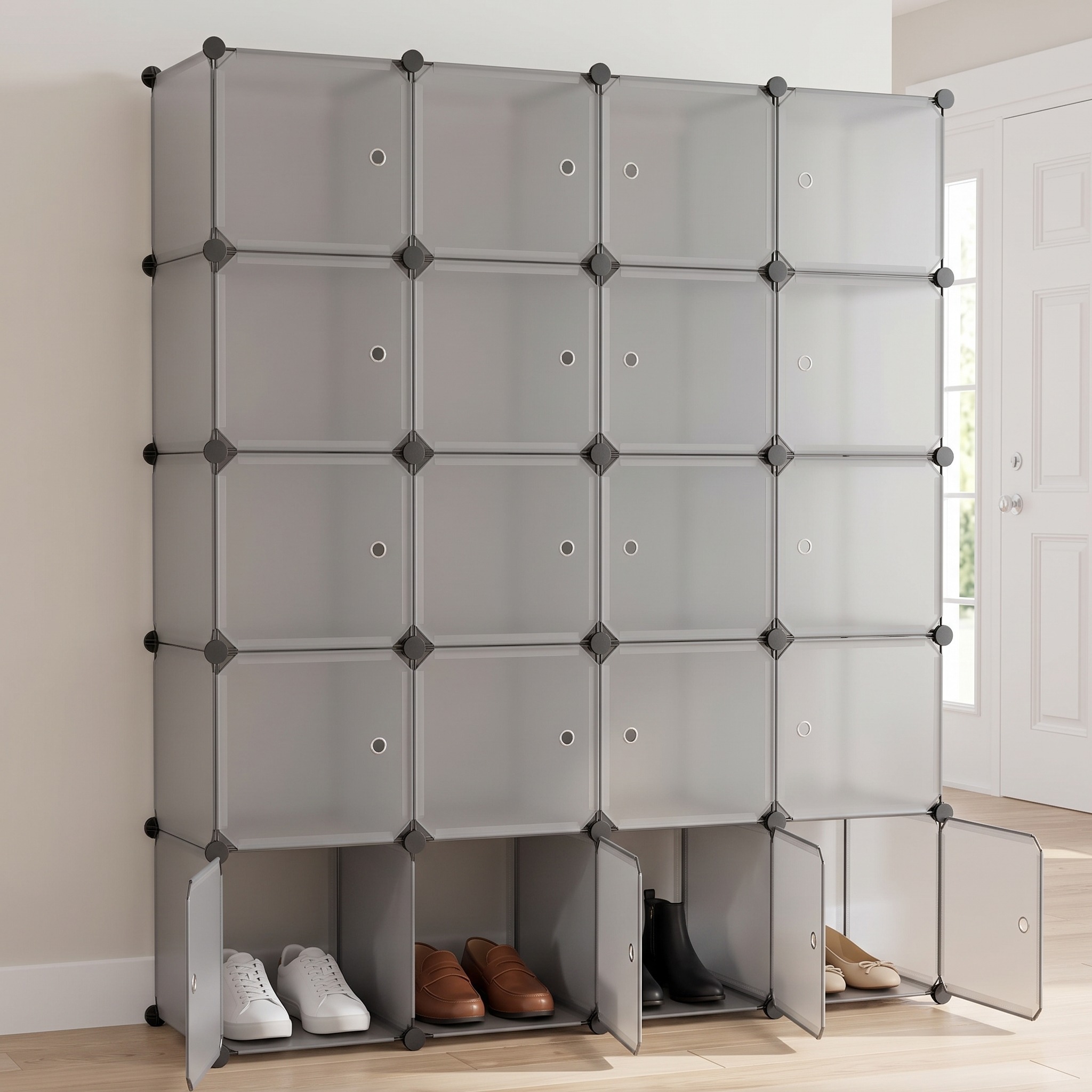 20-Cube Gray Modular Shoe Rack & Closet Organizer, photo 4 of 5