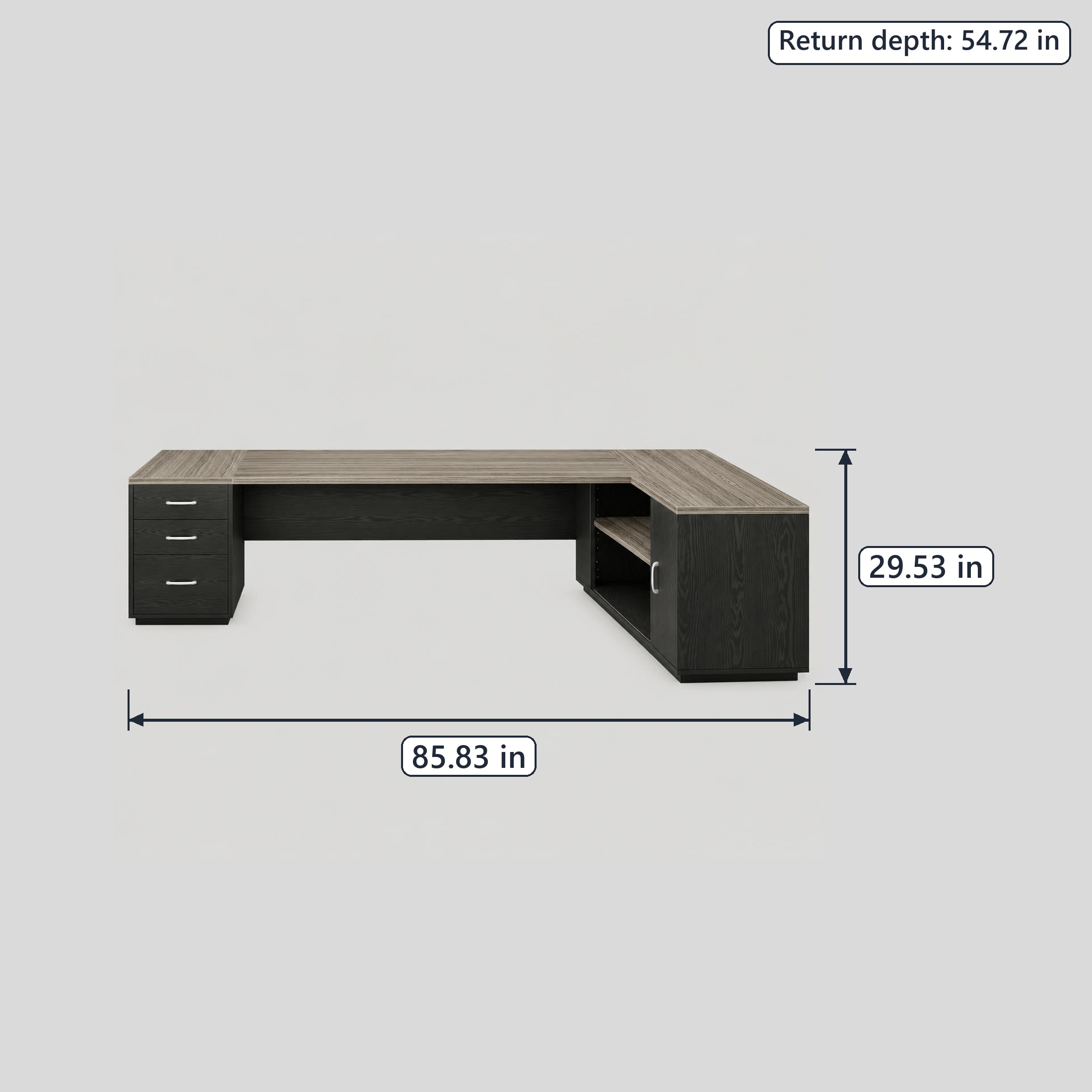 L-Shaped Executive Desk with File Drawer, 86 in, photo 2 of 5
