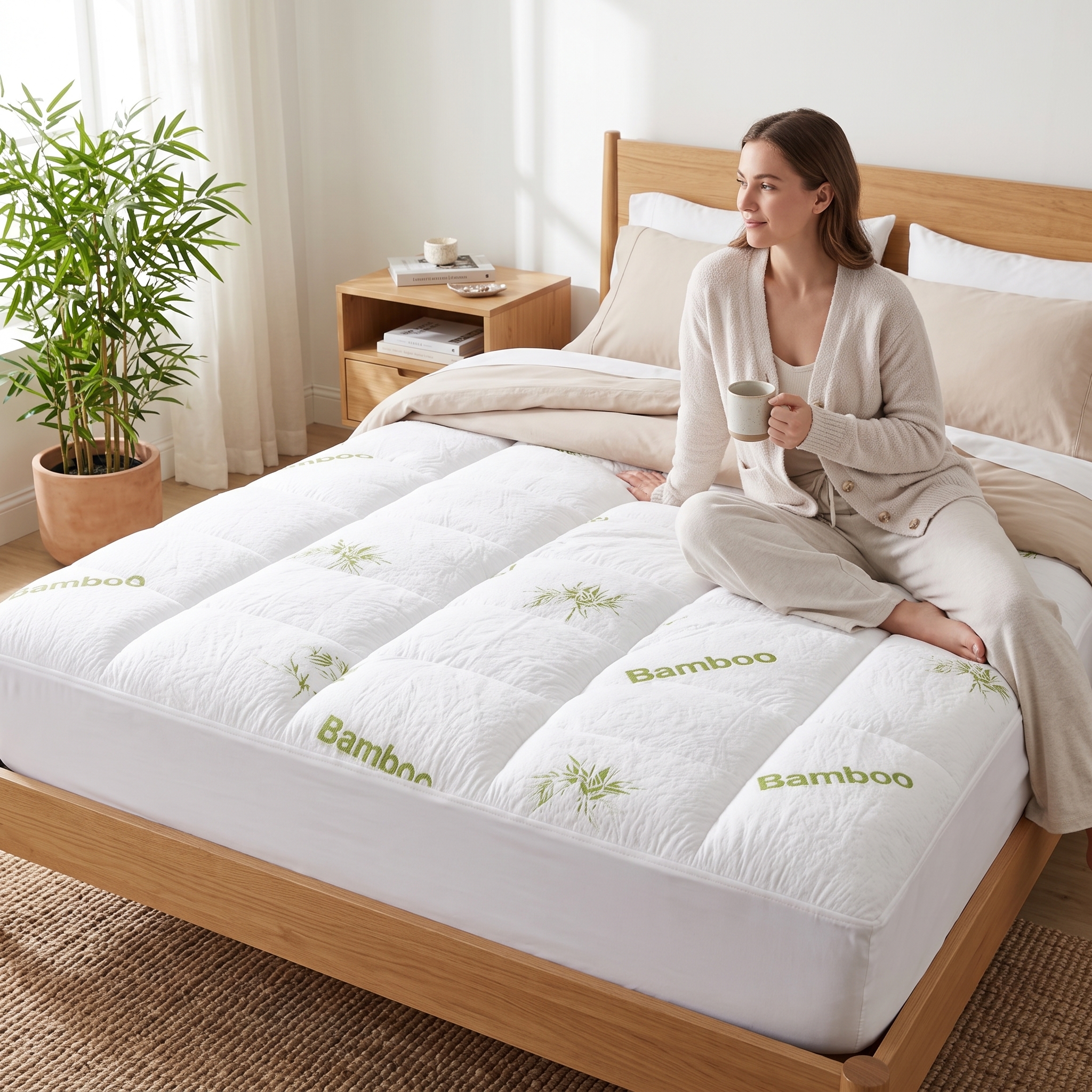 Quilted Deep-Pocket Mattress Topper, Viscose-from-Bamboo Blend, photo 3 of 8