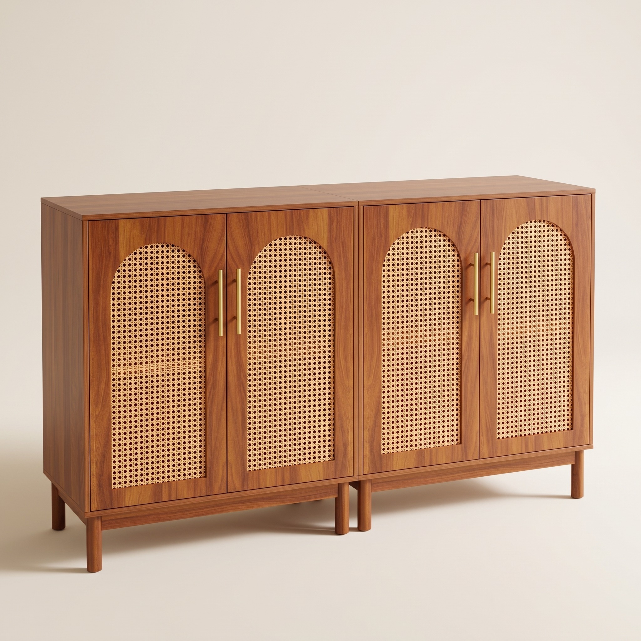 Sideboard Buffet Cabinet with Arched Rattan Doors, photo 1 of 5