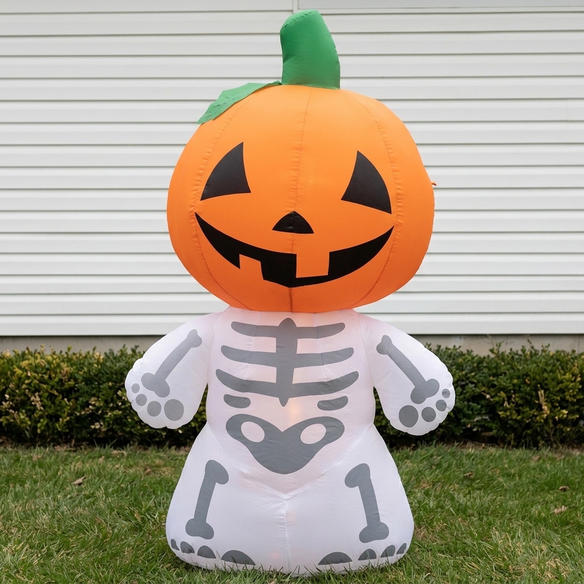6 ft Inflatable Skeleton with Pumpkin Head, Orange, photo 4 of 5
