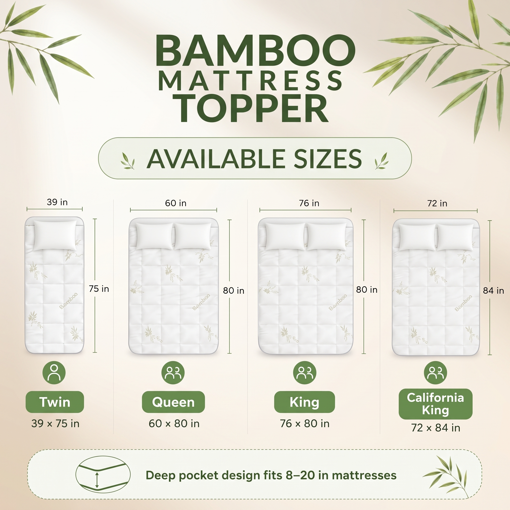 Quilted Deep-Pocket Mattress Topper, Viscose-from-Bamboo Blend, photo 8 of 8