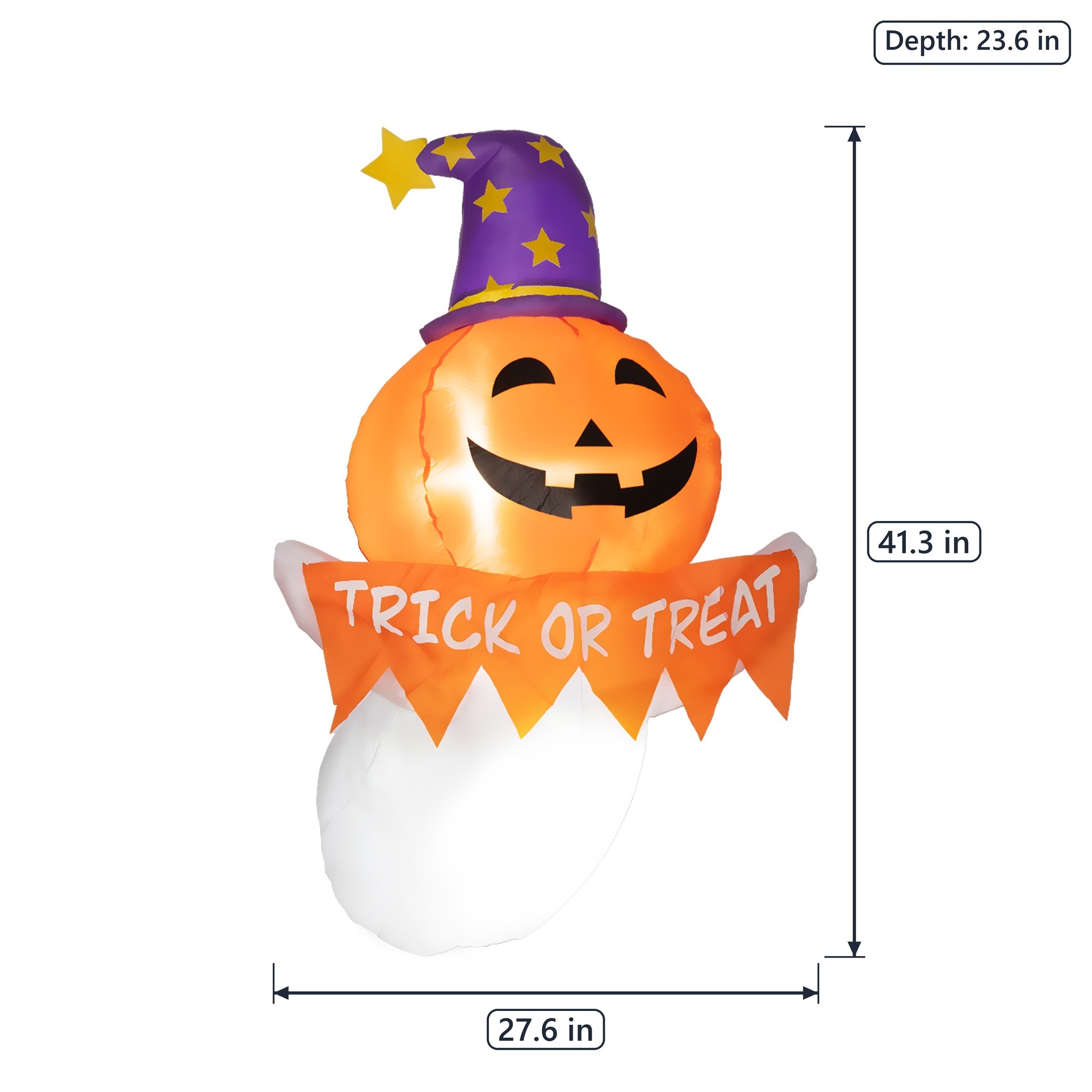 Inflatable Halloween Window Ghost with LED Lights, 41 in, Orange, photo 2 of 5