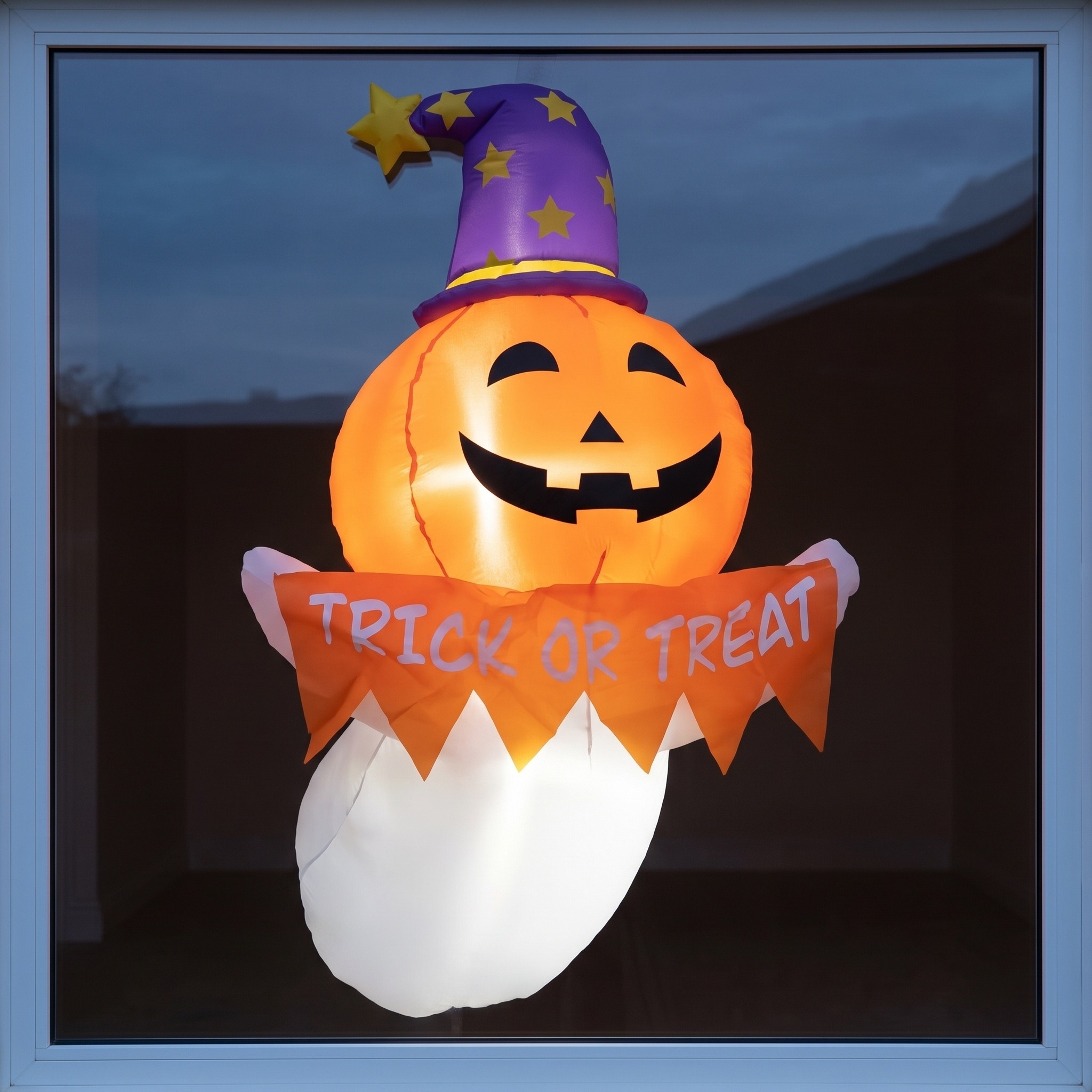 Inflatable Halloween Window Ghost with LED Lights, 41 in, Orange, photo 1 of 5